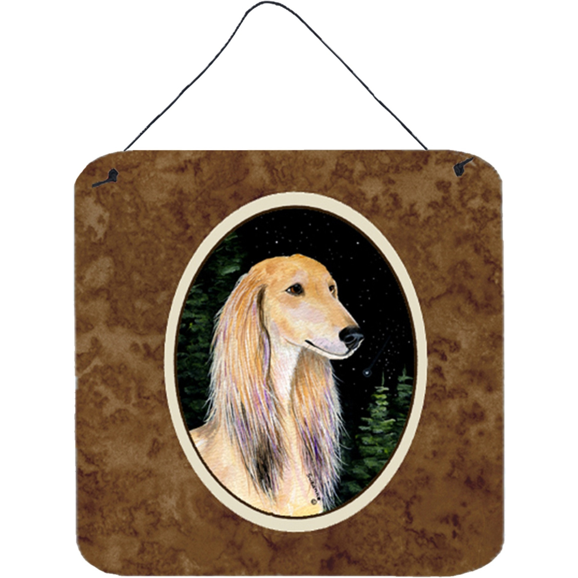 &quotCaroline's Treasures Starry Night Saluki Aluminum Metal Wall or Door Hanging Prints, 6 x 6"", Multicolor"