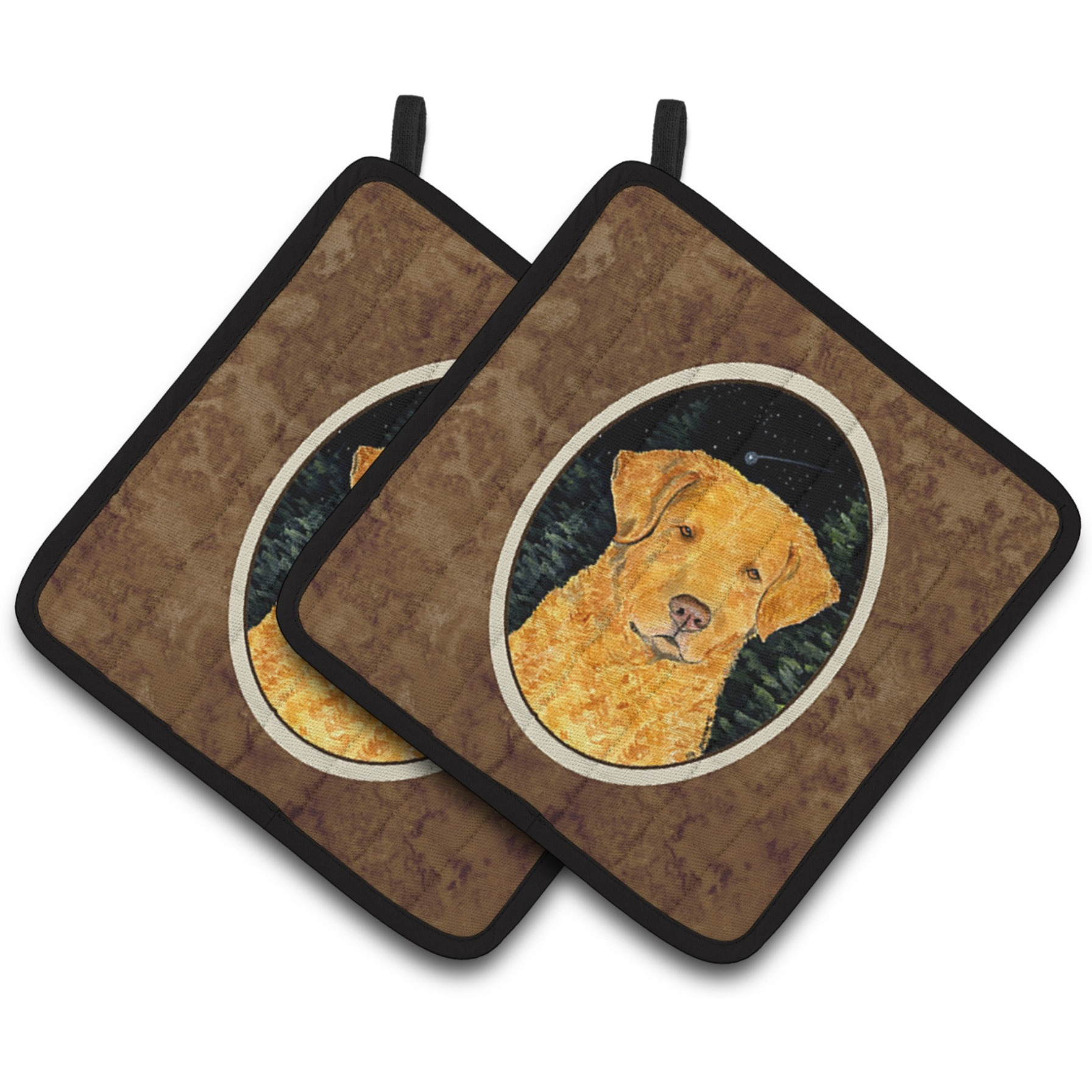 &quotCaroline's Treasures Starry Night Chesapeake Bay Retriever Pair of Pot Holders SS8487PTHD, 7.5HX7.5W, Multicolor"