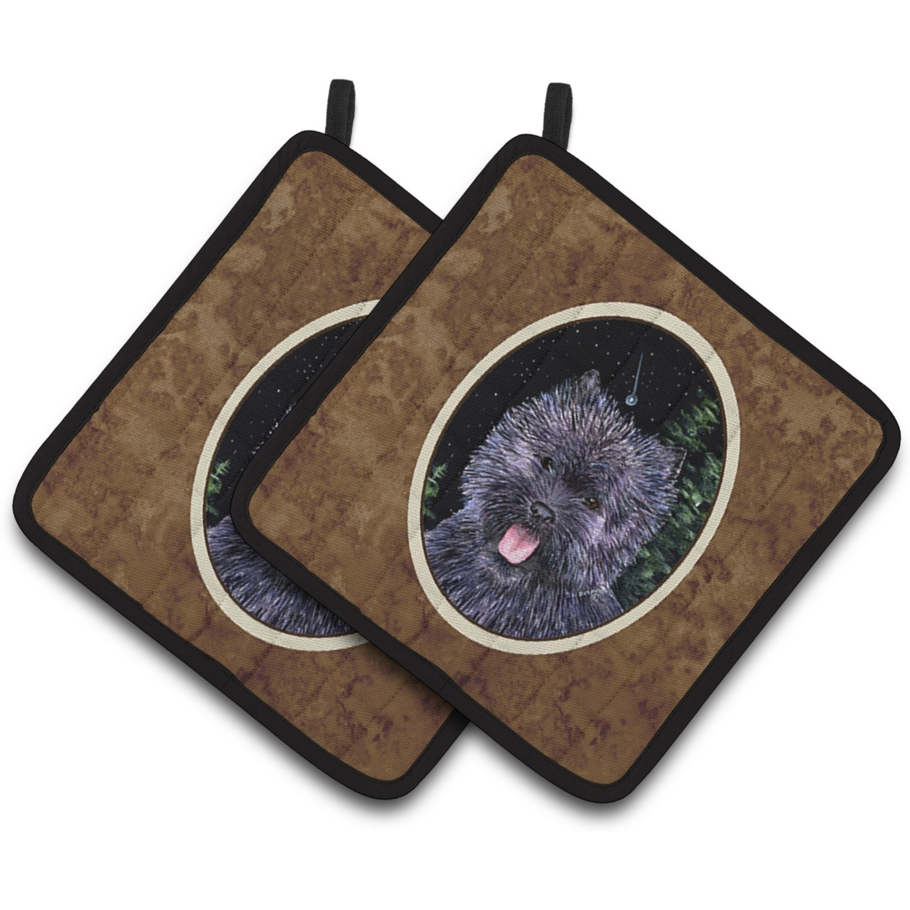 &quotCaroline's Treasures Starry Night Cairn Terrier Pair of Pot Holders SS8494PTHD, 7.5HX7.5W, Multicolor"