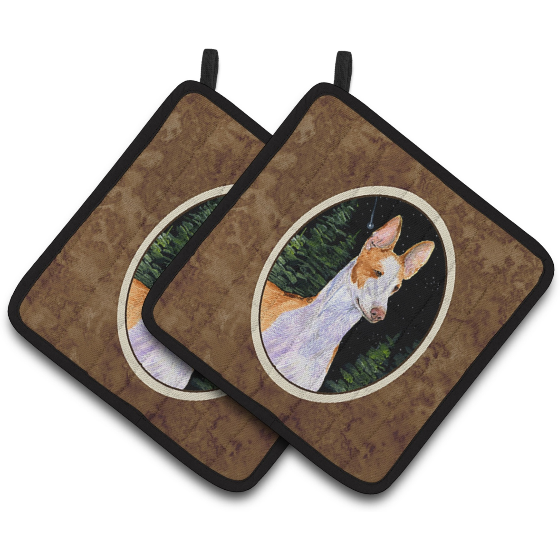 &quotCaroline's Treasures Starry Night Ibizan Hound Pair of Pot Holders SS8495PTHD, 7.5HX7.5W, Multicolor"