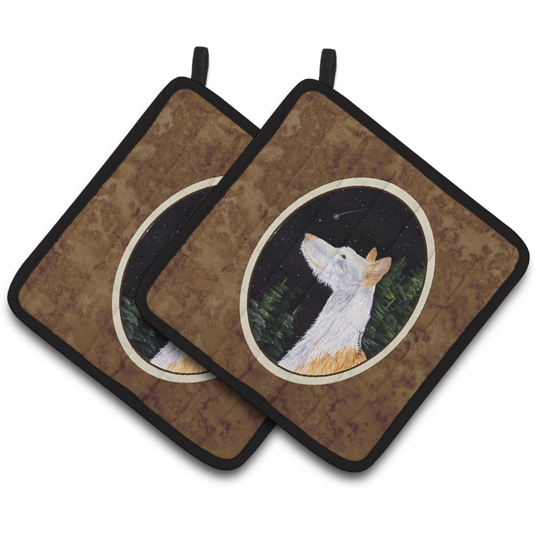 &quotCaroline's Treasures Starry Night Ibizan Hound Pair of Pot Holders SS8499PTHD, 7.5HX7.5W, Multicolor"