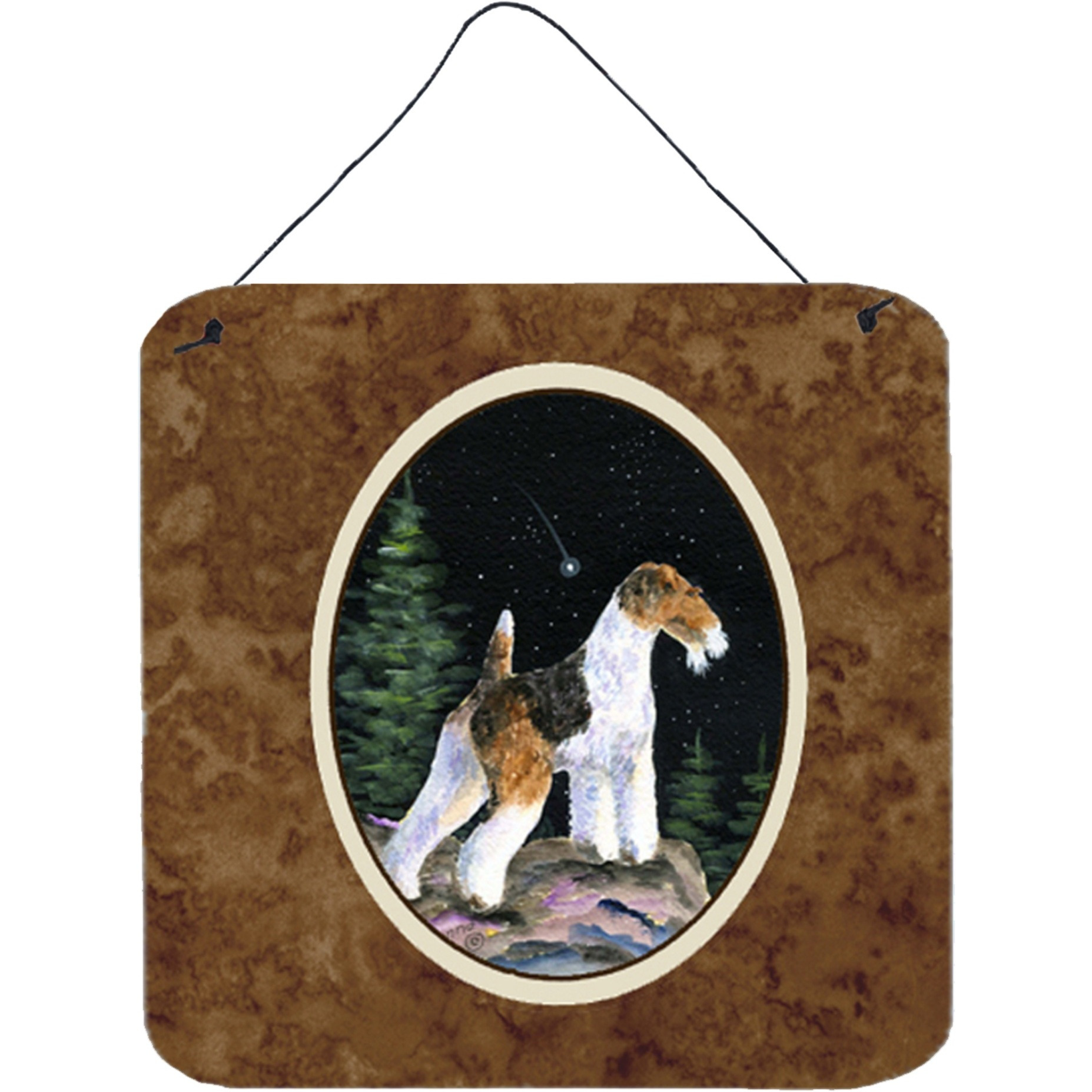 &quotCaroline's Treasures Starry Night Fox Terrier Aluminium Metal Door Hanging Prints wall-decor, 6 x 6, Multicolor"