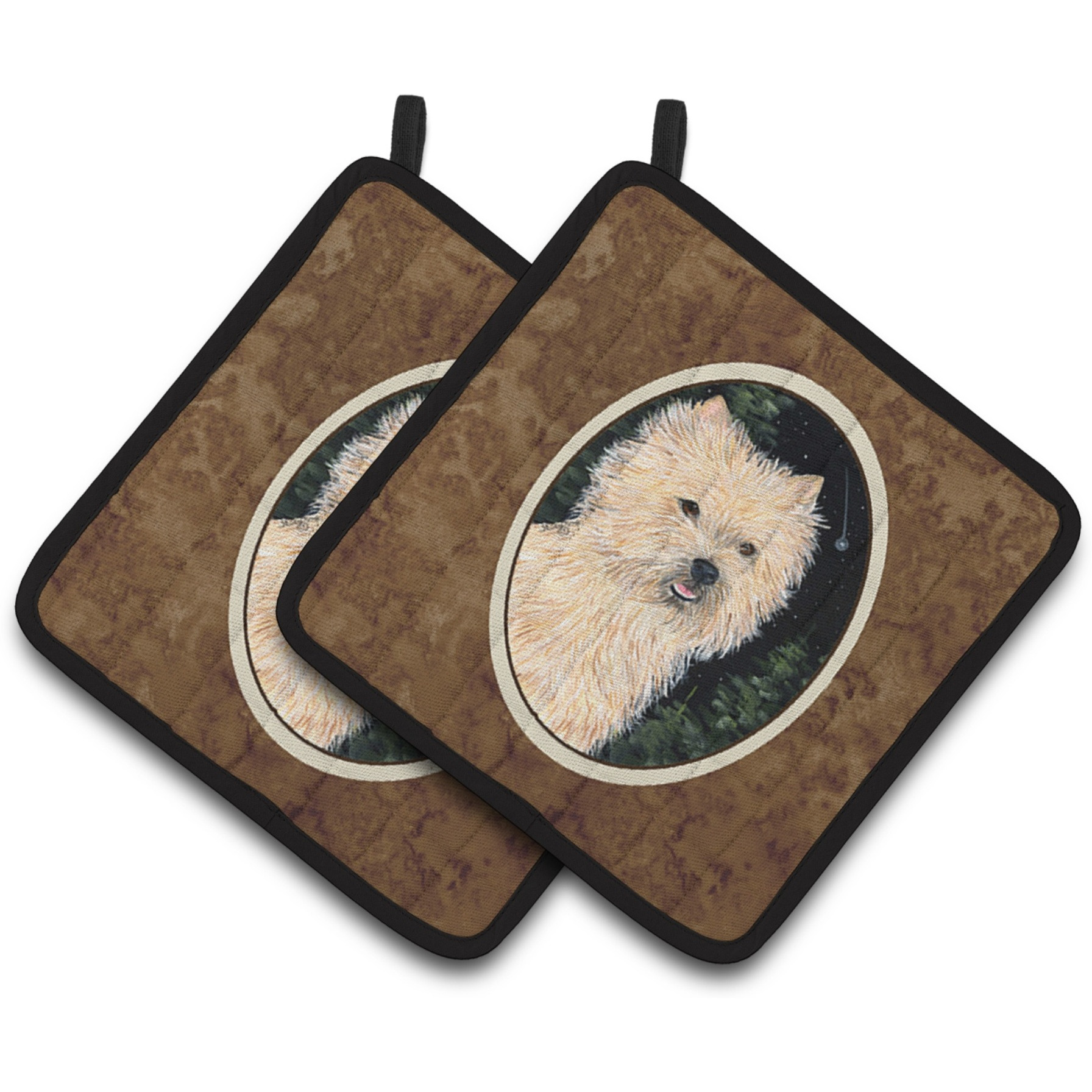 &quotCaroline's Treasures Starry Night Cairn Terrier Pair of Pot Holders SS8502PTHD, 7.5HX7.5W, Multicolor"