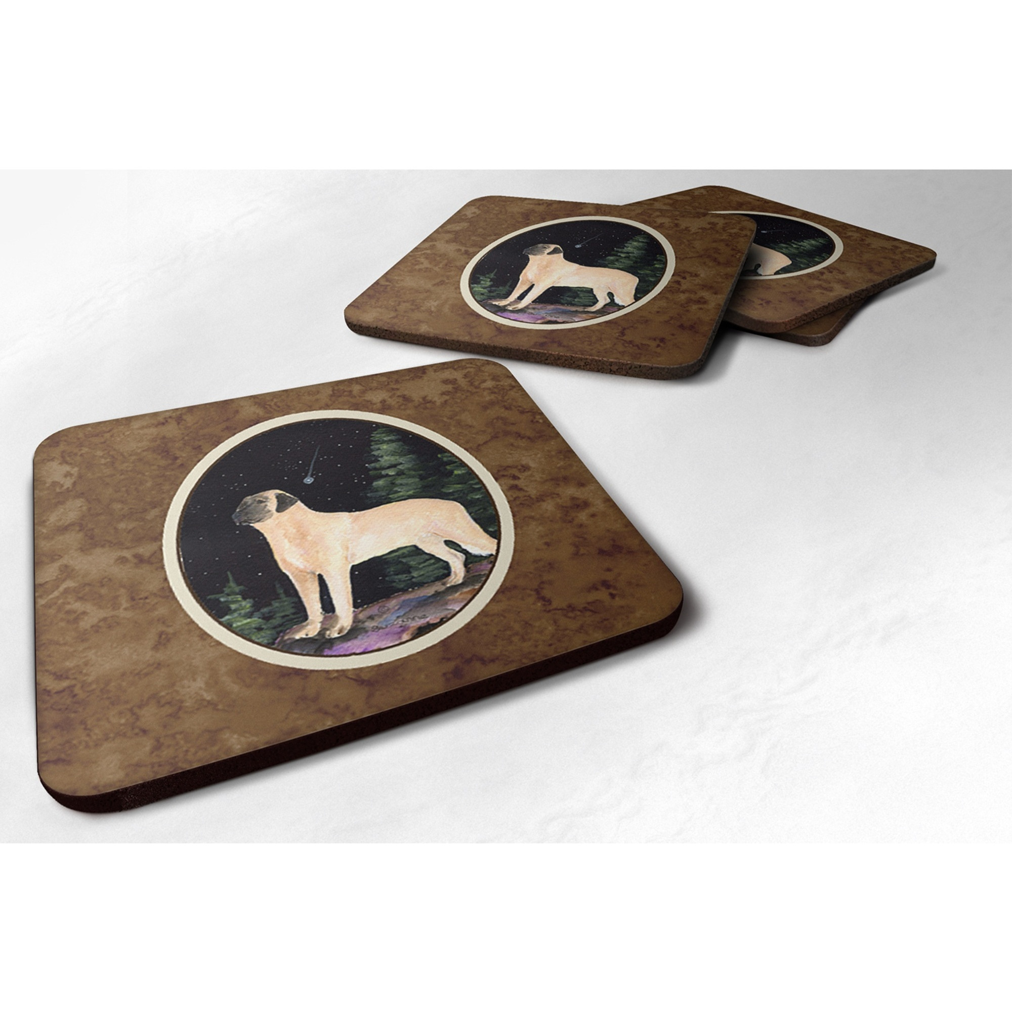 &quotCaroline's Treasures SS8505FC Starry Night Anatolian Shepherd Foam Coasters Set of 4 (Set of 4), 3.5"" H x 3.5"" W, Multicolor"