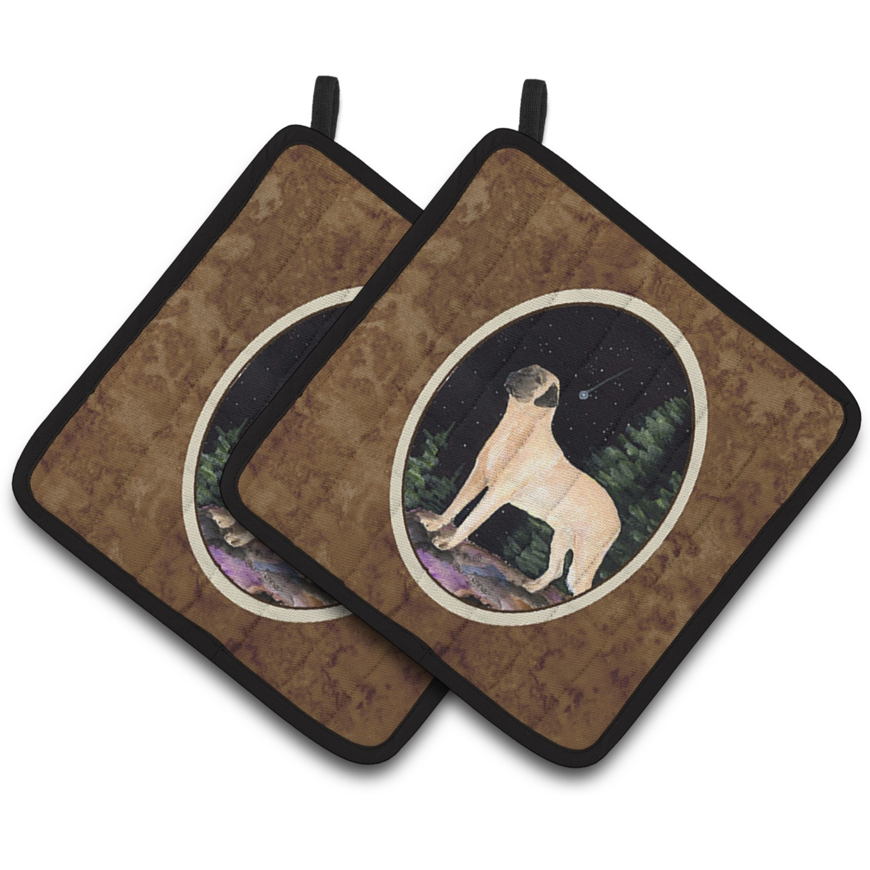 &quotCaroline's Treasures Starry Night Anatolian Shepherd Pair of Pot Holders SS8505PTHD, 7.5HX7.5W, Multicolor"