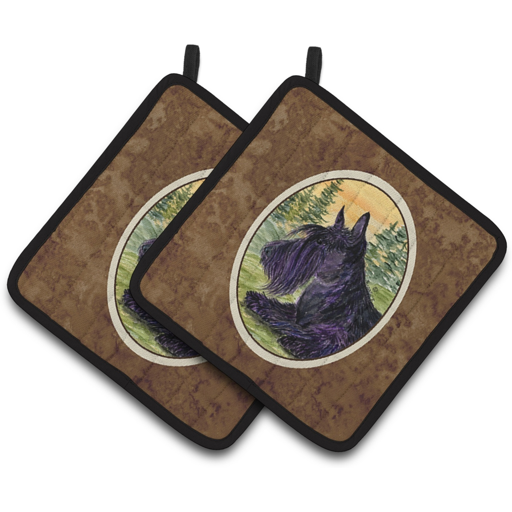 &quotCaroline's Treasures Scottish Terrier Pair of Pot Holders SS8511PTHD, 7.5HX7.5W, Multicolor"