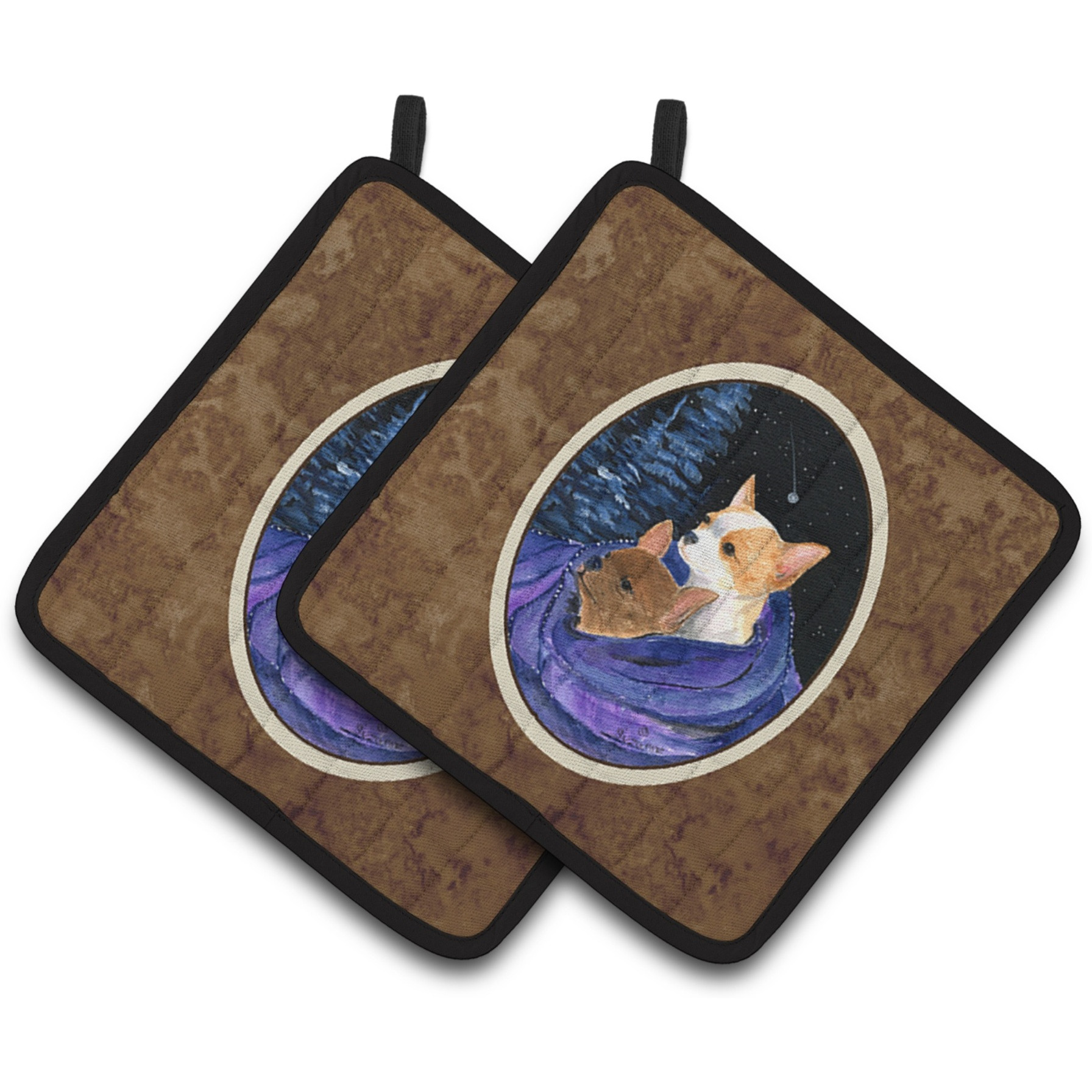 &quotCaroline's Treasures Starry Night Chihuahua Pair of Pot Holders SS8513PTHD, 7.5HX7.5W, Multicolor"