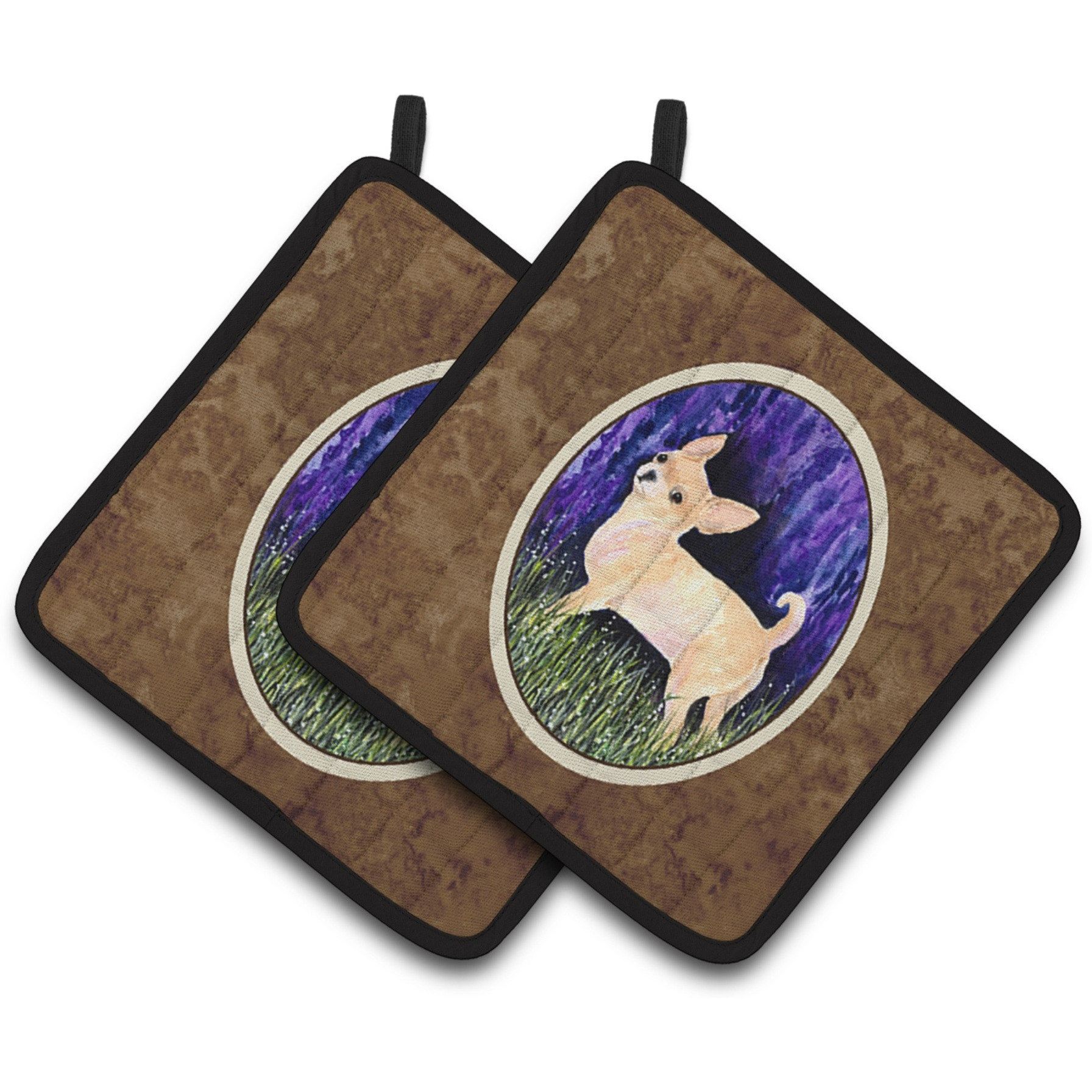 &quotCaroline's Treasures Starry Night Chihuahua Pair of Pot Holders SS8514PTHD, 7.5HX7.5W, Multicolor"
