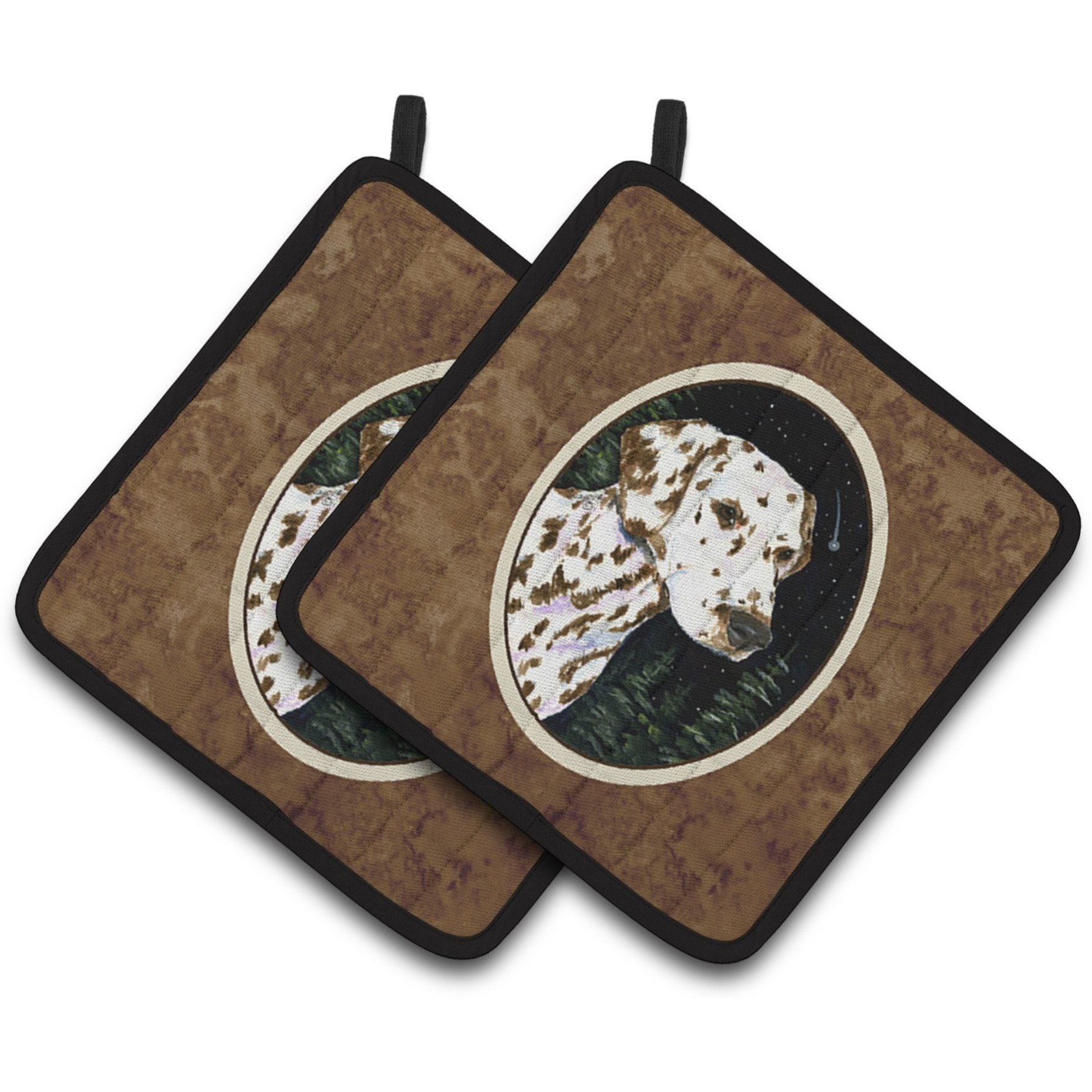 &quotCaroline's Treasures Starry Night Dalmatian Pair of Pot Holders SS8518PTHD, 7.5HX7.5W, Multicolor"