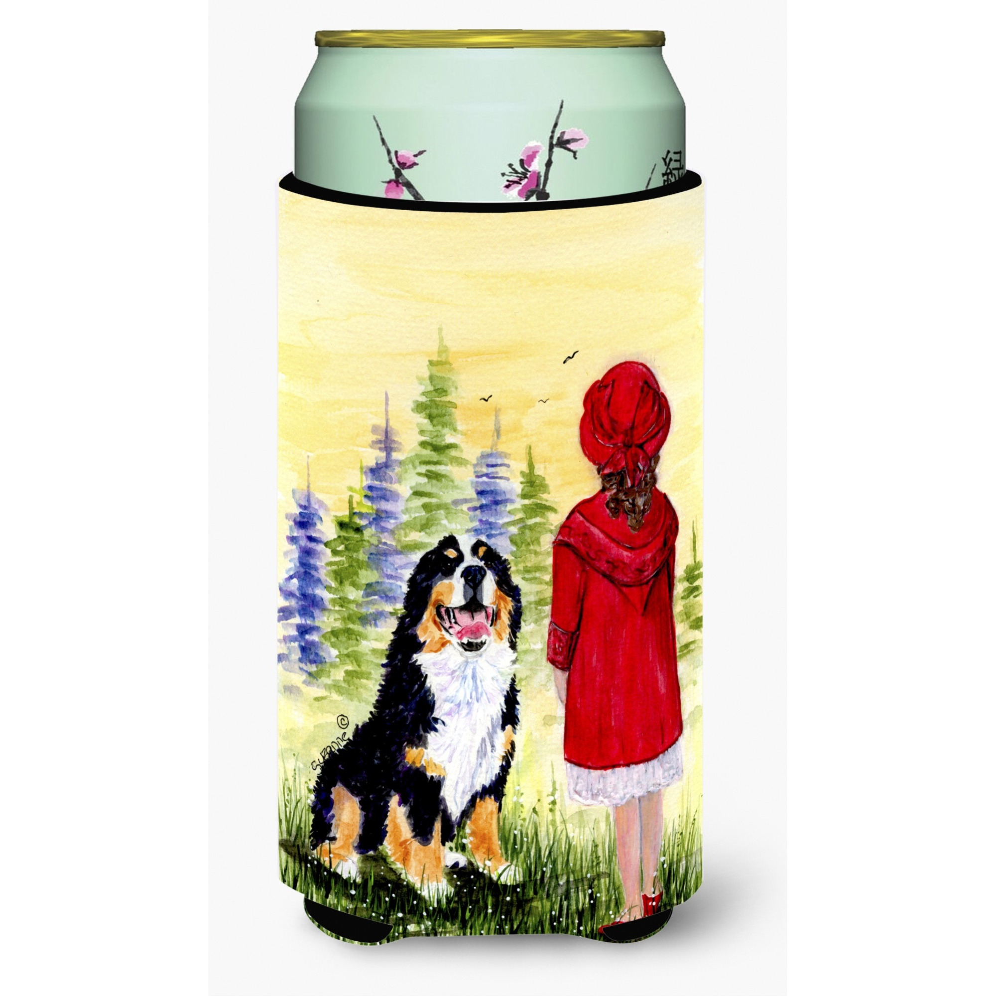 Little Girl with her Bernese Mountain Dog  Tall Boy Beverage Insulator Beverage Insulator Hugger
