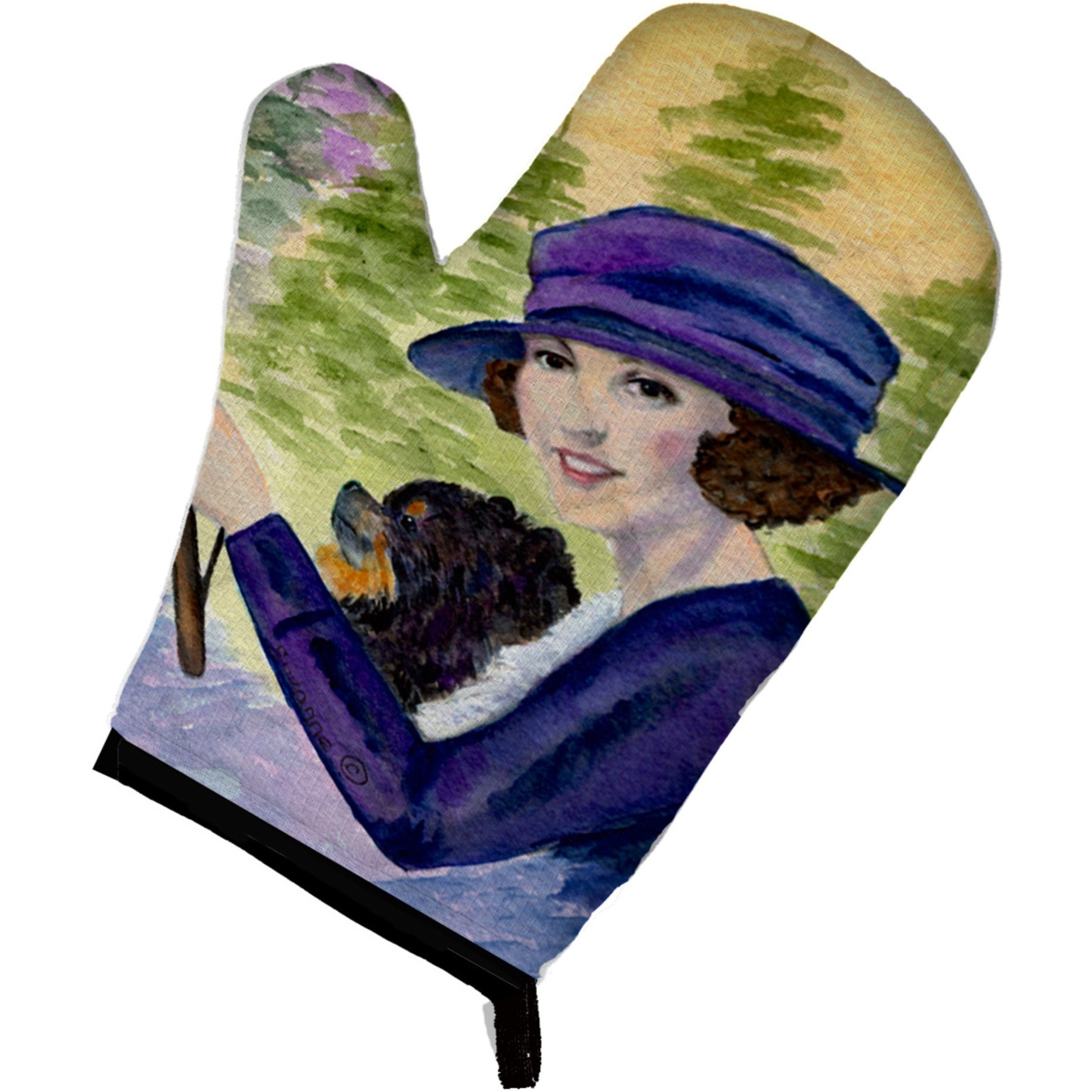&quotCaroline's Treasures SS8538OVMT Lady Driving with Her Pomeranian Oven Mitt, 12"" by 8.5"", Multicolor"