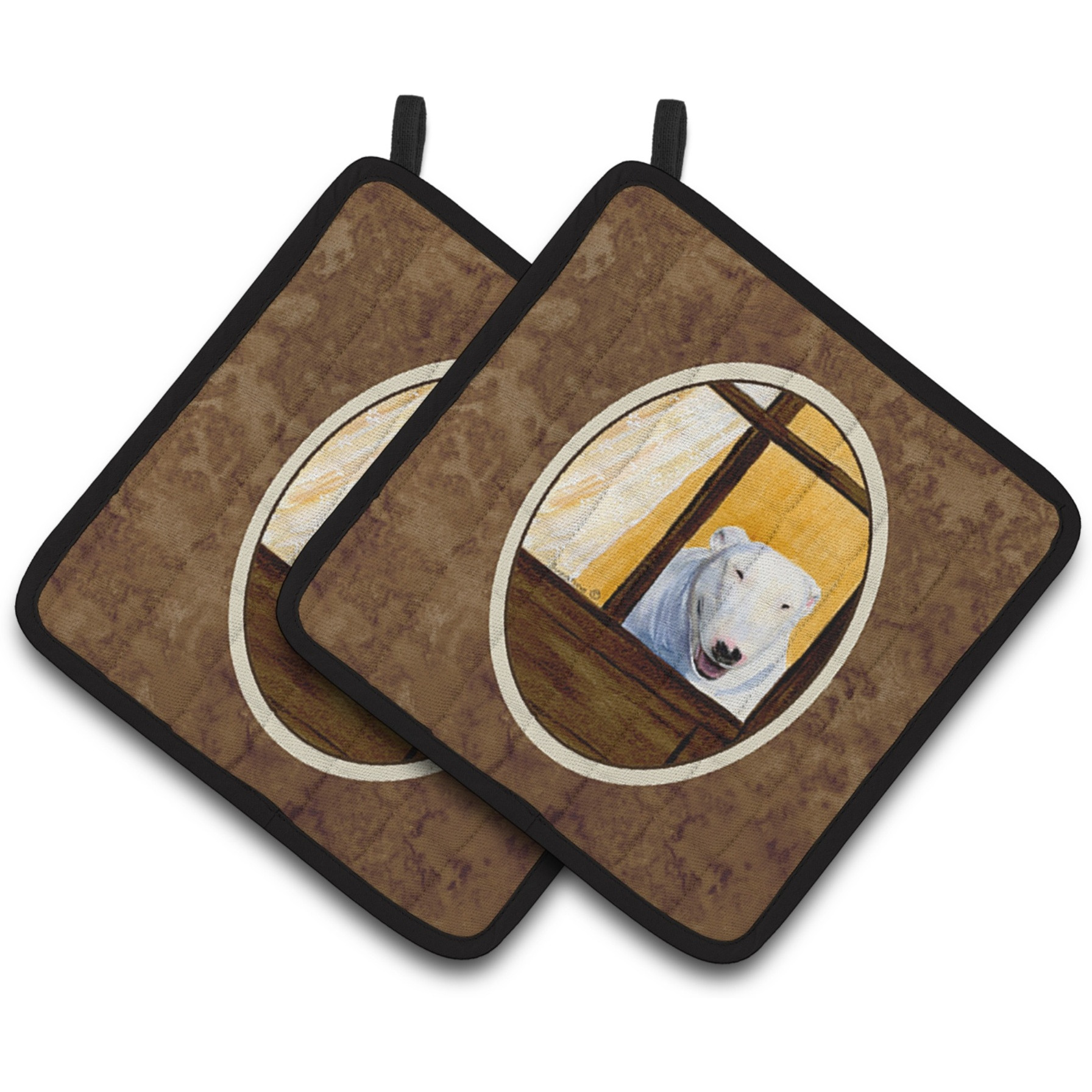 &quotCaroline's Treasures Bull Terrier Pair of Pot Holders SS8542PTHD, 7.5HX7.5W, Multicolor"