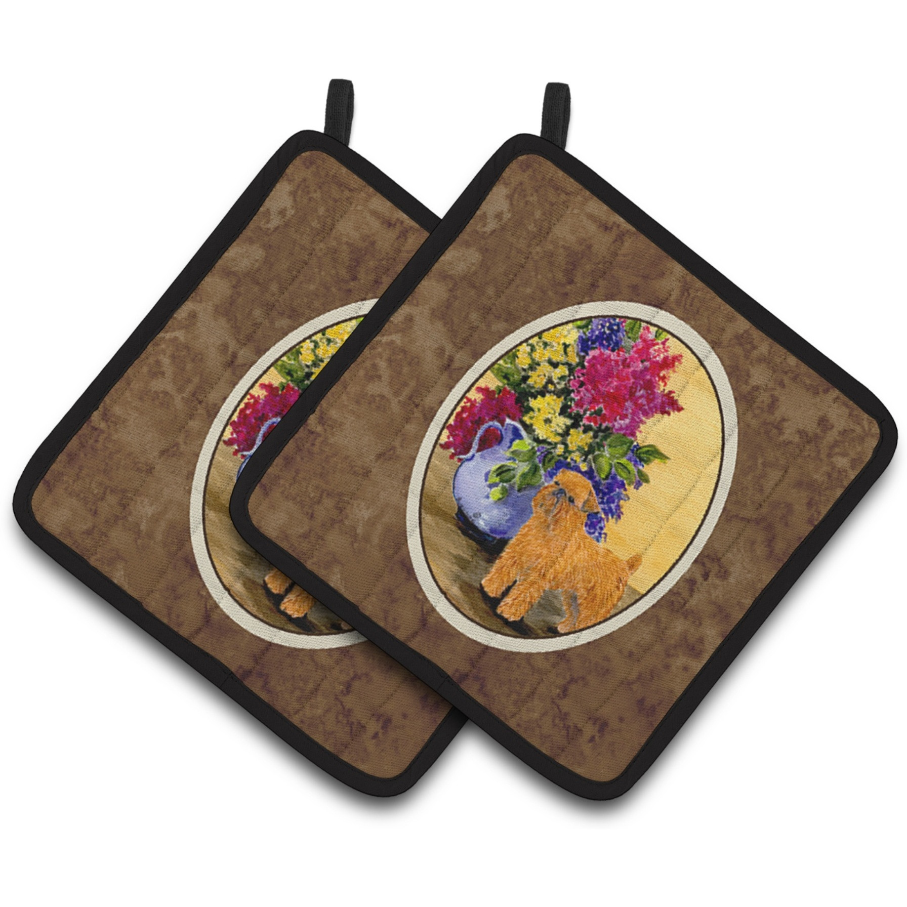 &quotCaroline's Treasures Brussels Griffon Pair of Pot Holders SS8543PTHD, 7.5HX7.5W, Multicolor"
