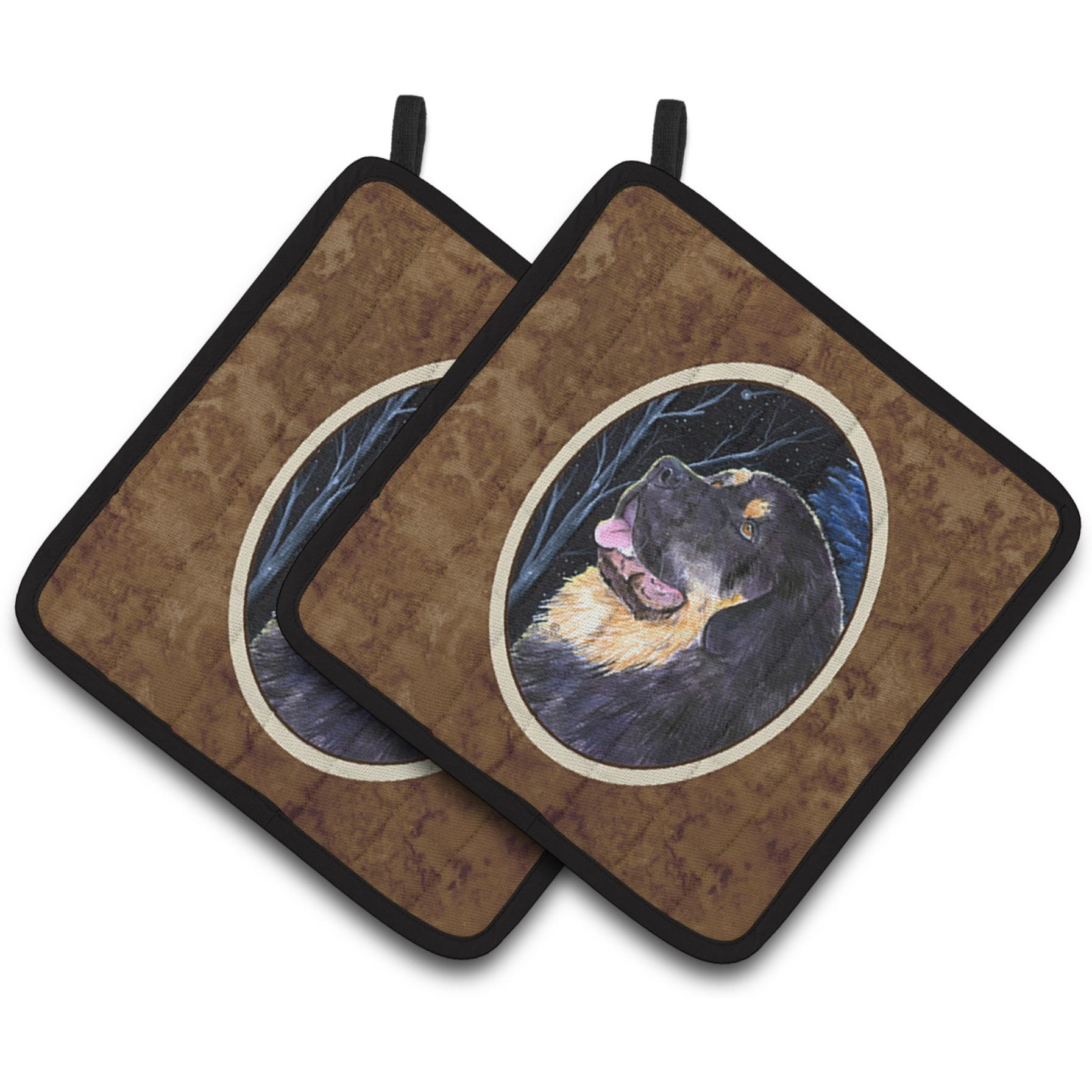 &quotCaroline's Treasures Starry Night Tibetan Mastiff Pair of Pot Holders SS8552PTHD, 7.5HX7.5W, Multicolor"
