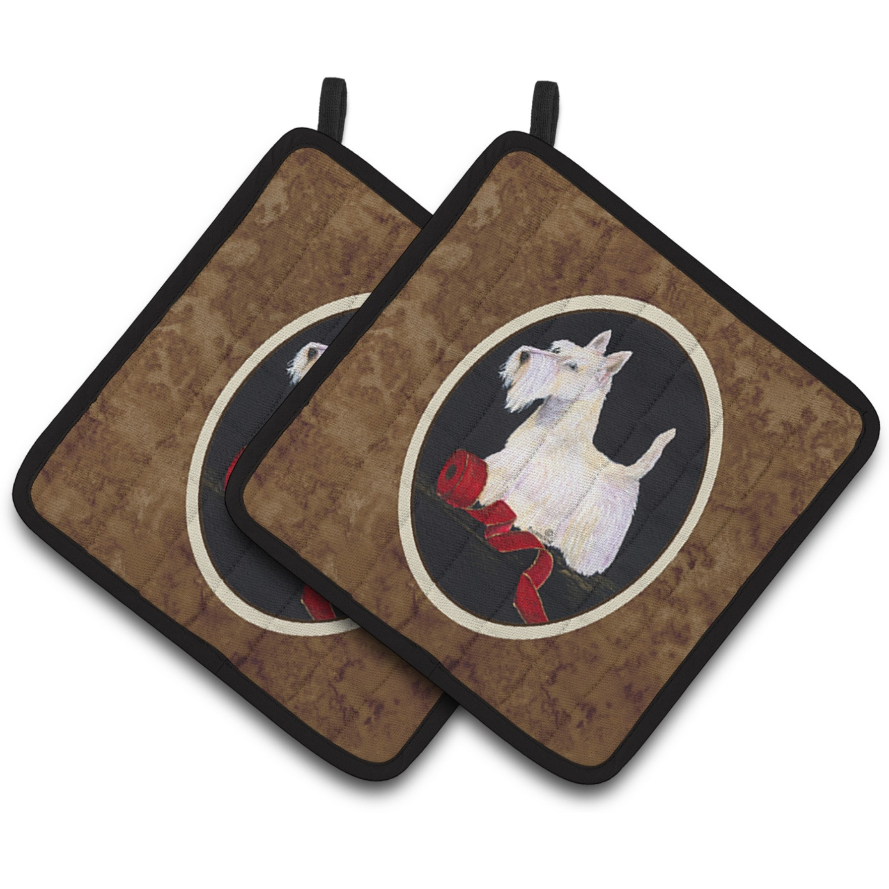 &quotCaroline's Treasures Scottish Terrier Pair of Pot Holders SS8553PTHD, 7.5HX7.5W, Multicolor"