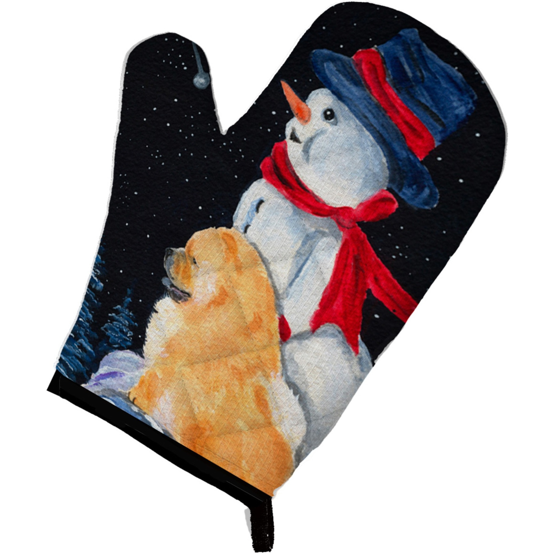 &quotCaroline's Treasures SS8554OVMT Snowman with Chow Oven Mitt, 12"" by 8.5"", Multicolor"