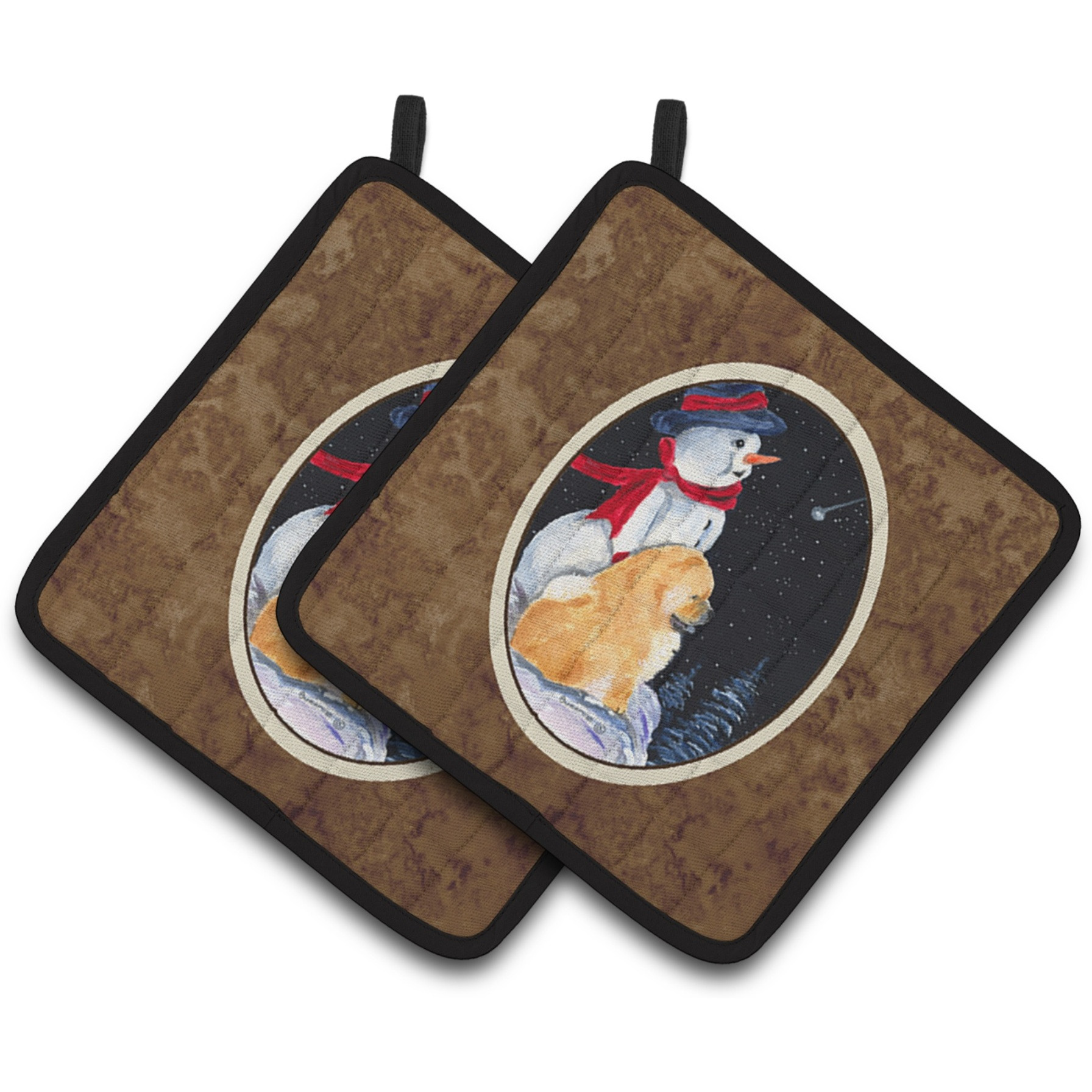 &quotCaroline's Treasures SS8554PTHD Snowman with Chow Chow Pot Holders (1 Pair), 7.5"" x 7.5"", Multicolor"