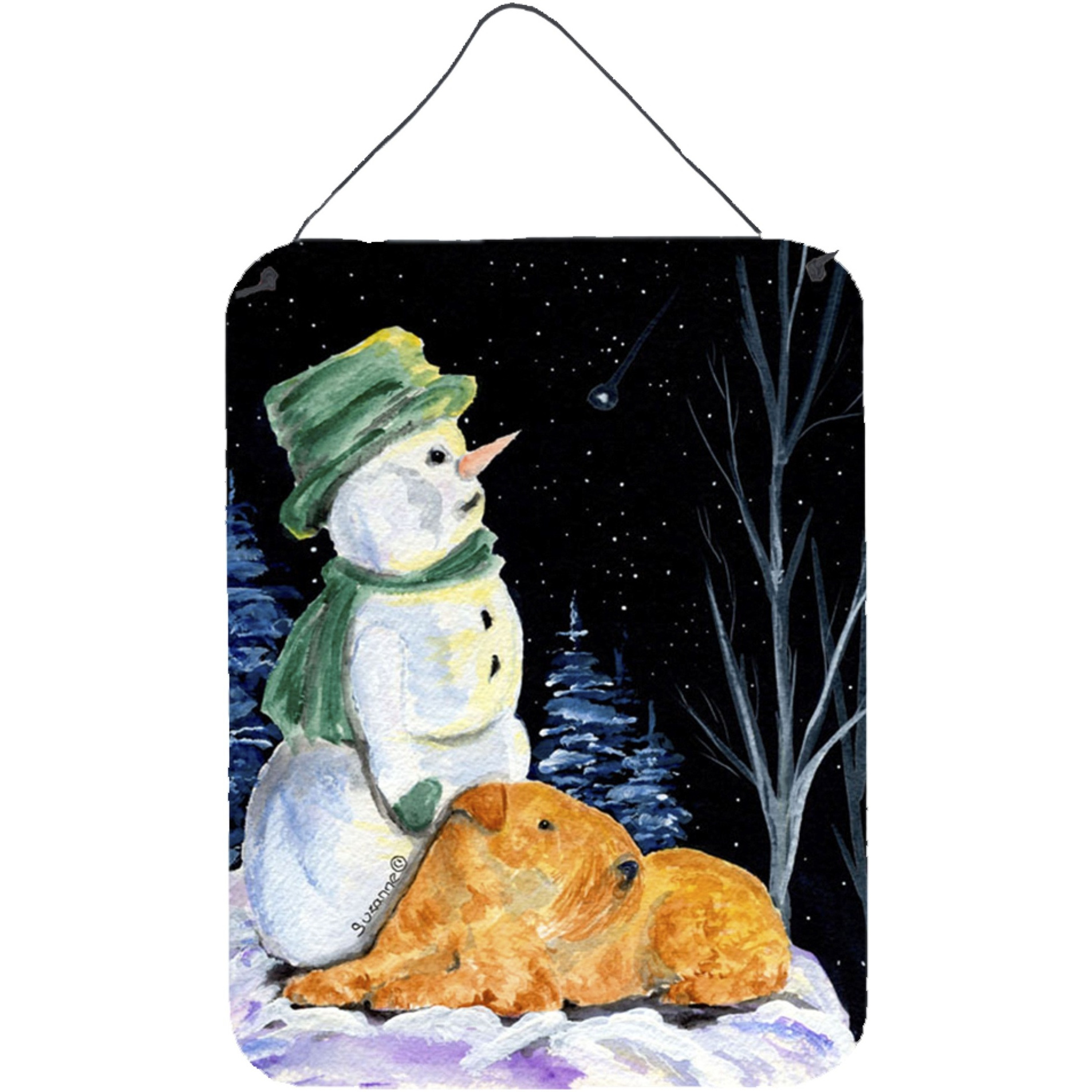 &quotCaroline's Treasures SS8555DS1216 Snowman with Lakeland Terrier Aluminium Metal Wall or Door Hanging Prints, 16"" x 12"", Multicolor"
