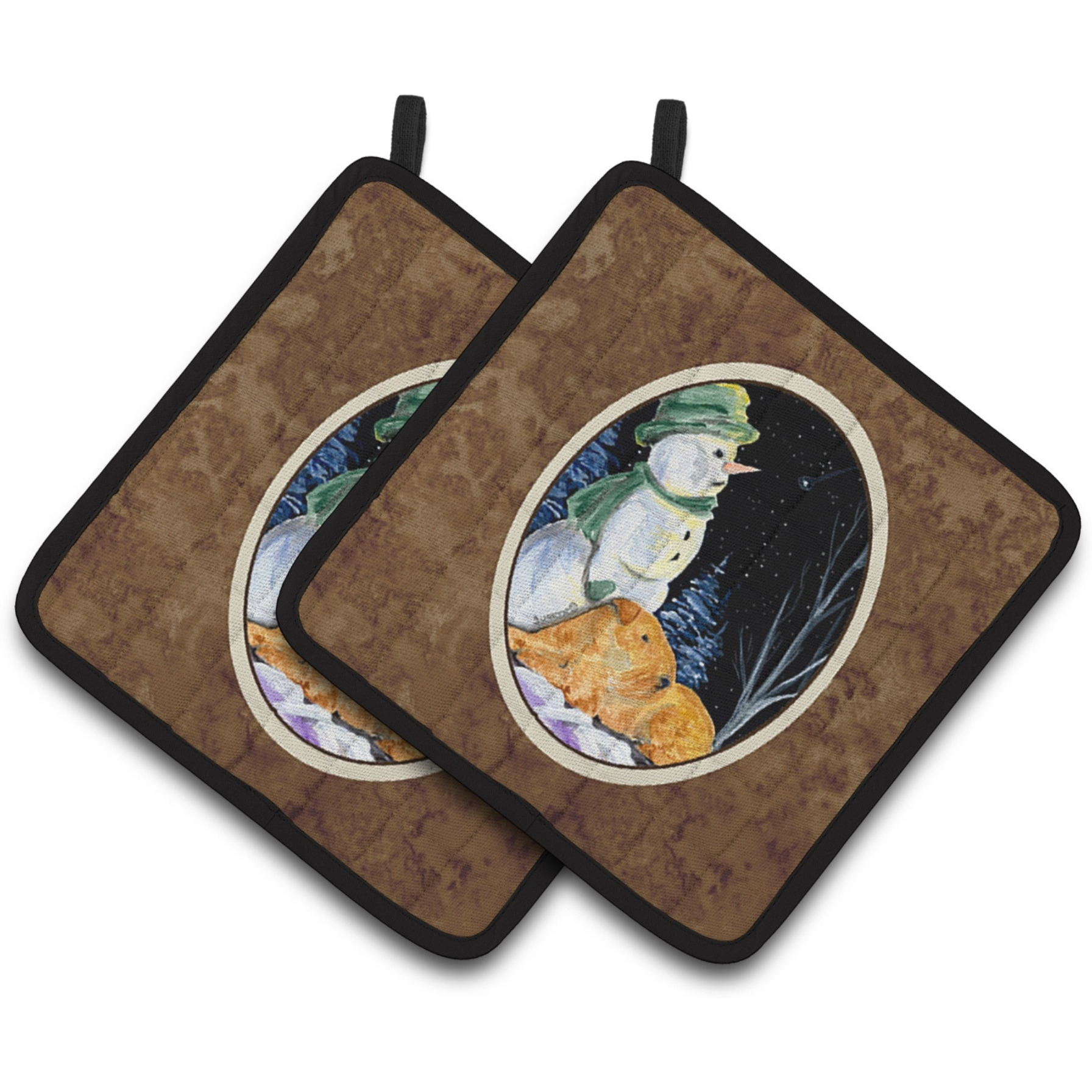 &quotCaroline's Treasures Snowman with Lakeland Terrier Pair of Pot Holders SS8555PTHD, 7.5HX7.5W, Multicolor"