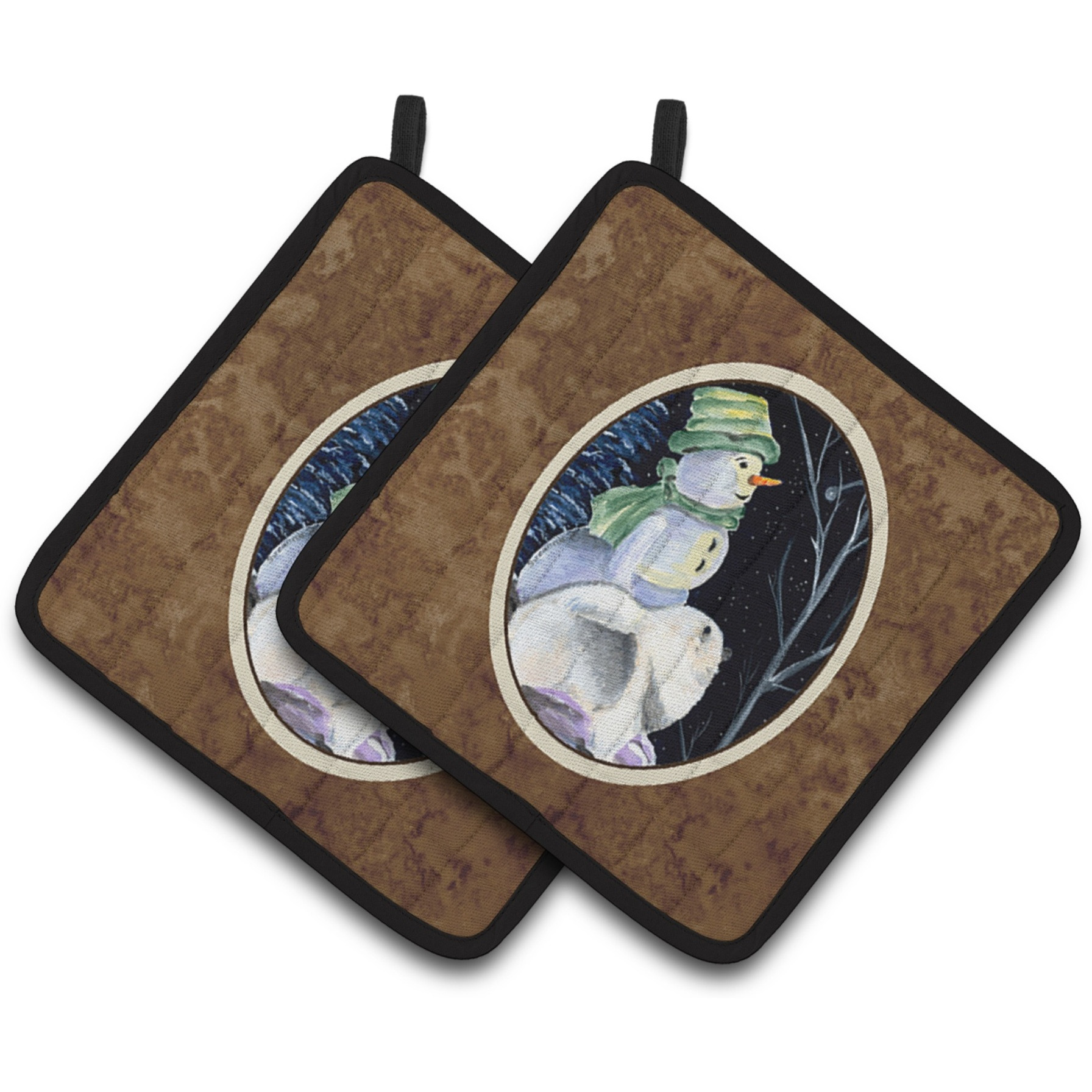 &quotCaroline's Treasures Snowman with Keeshond Pair of Pot Holders SS8557PTHD, 7.5HX7.5W, Multicolor"