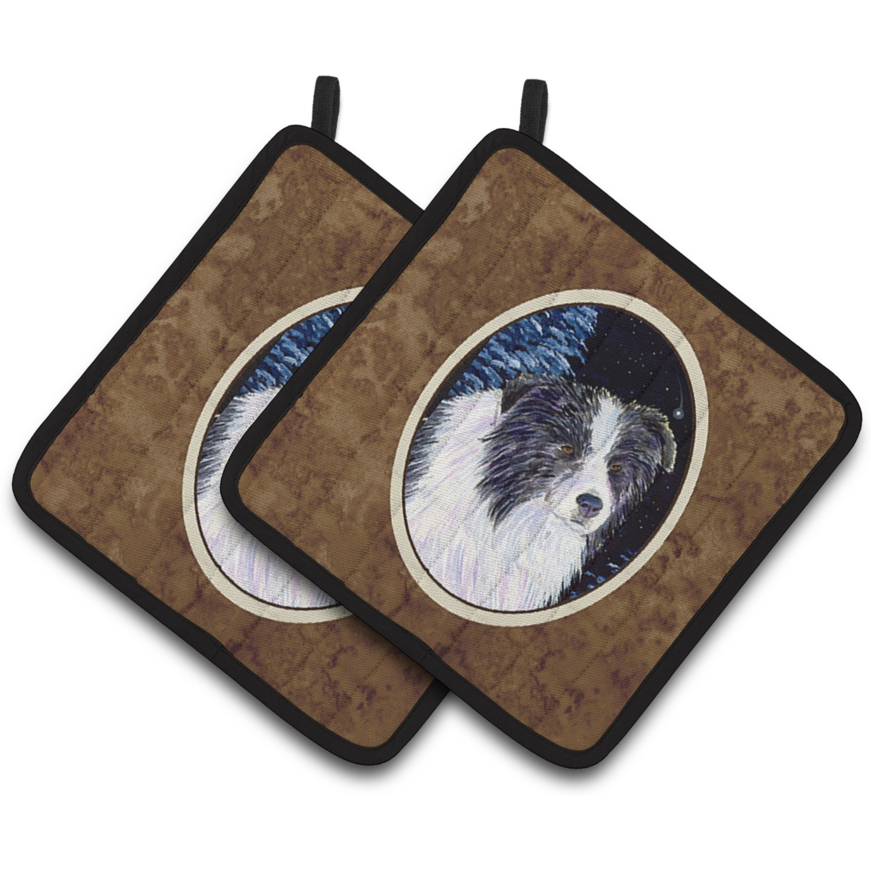 &quotCaroline's Treasures SS8558PTHD Starry Night Border Collie Pot Holders (1 Pair), 7.5"" x 7.5"", Multicolor"