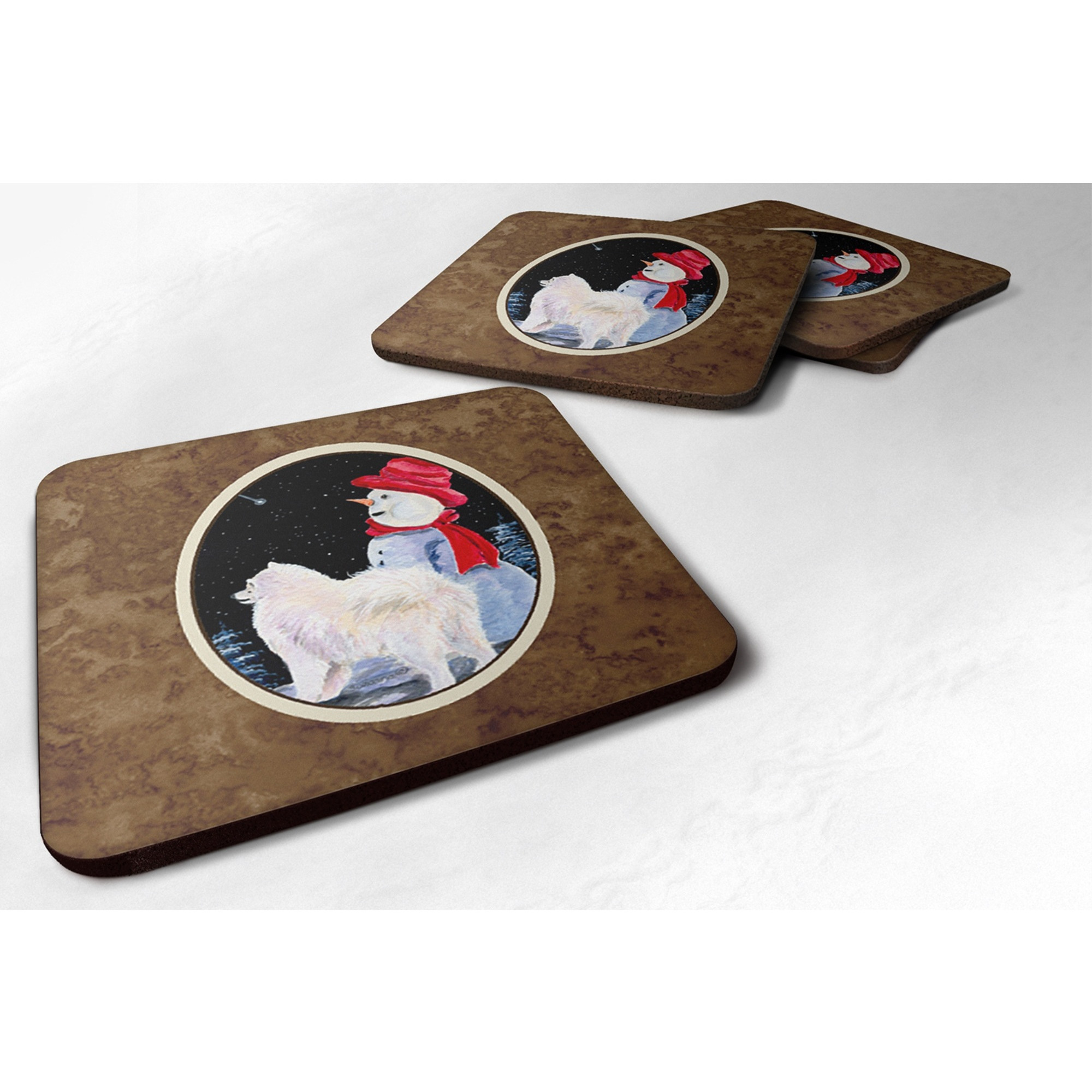 &quotCaroline's Treasures SS8572FC Samoyed Foam Coasters (Set of 4), 3.5"" H x 3.5"" W, Multicolor"