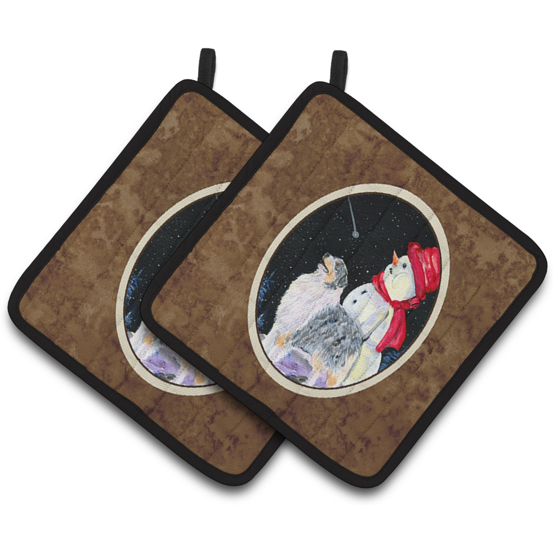 &quotCaroline's Treasures SS8574PTHD Australian Shepherd Pot Holders (1 Pair), 7.5"" x 7.5"", Multicolor"