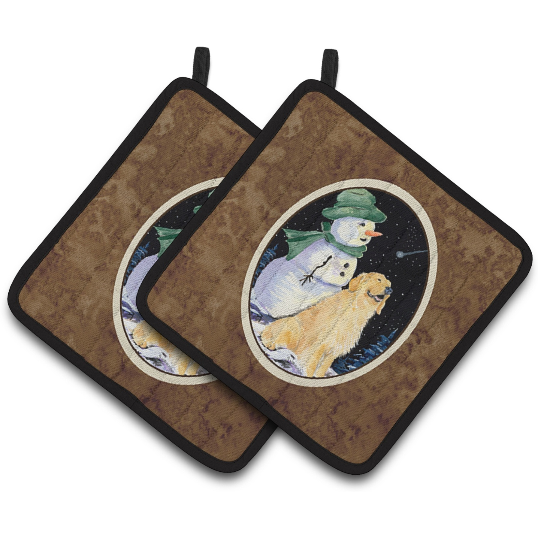 &quotCaroline's Treasures Golden Retriever Pair of Pot Holders SS8577PTHD, 7.5HX7.5W, Multicolor"