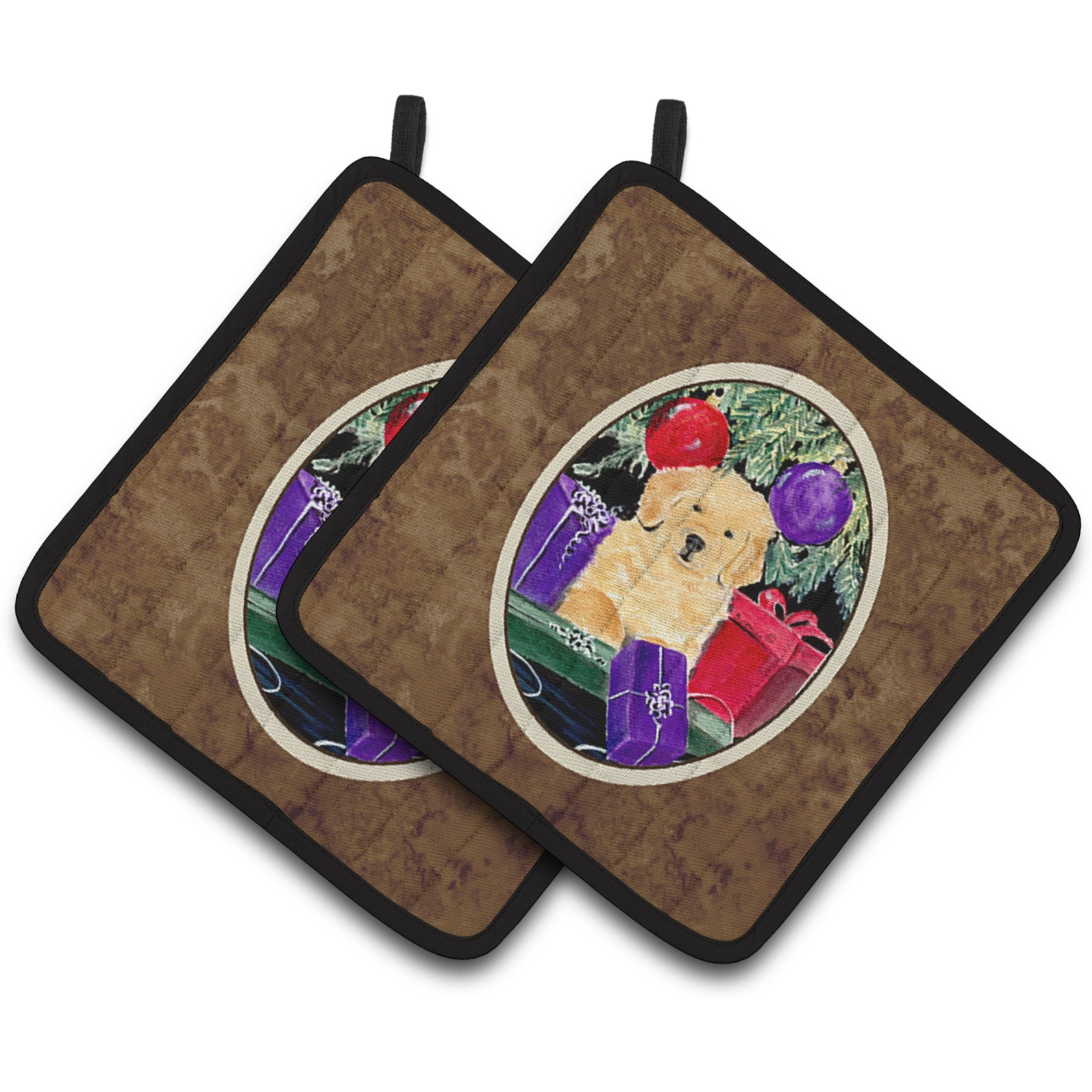 &quotCaroline's Treasures Golden Retriever Pair of Pot Holders SS8581PTHD, 7.5HX7.5W, Multicolor"
