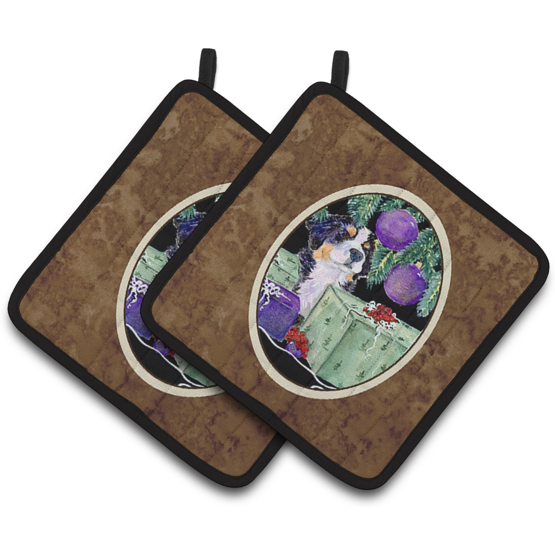 &quotCaroline's Treasures Bernese Mountain Dog Pair of Pot Holders SS8582PTHD, 7.5HX7.5W, Multicolor"