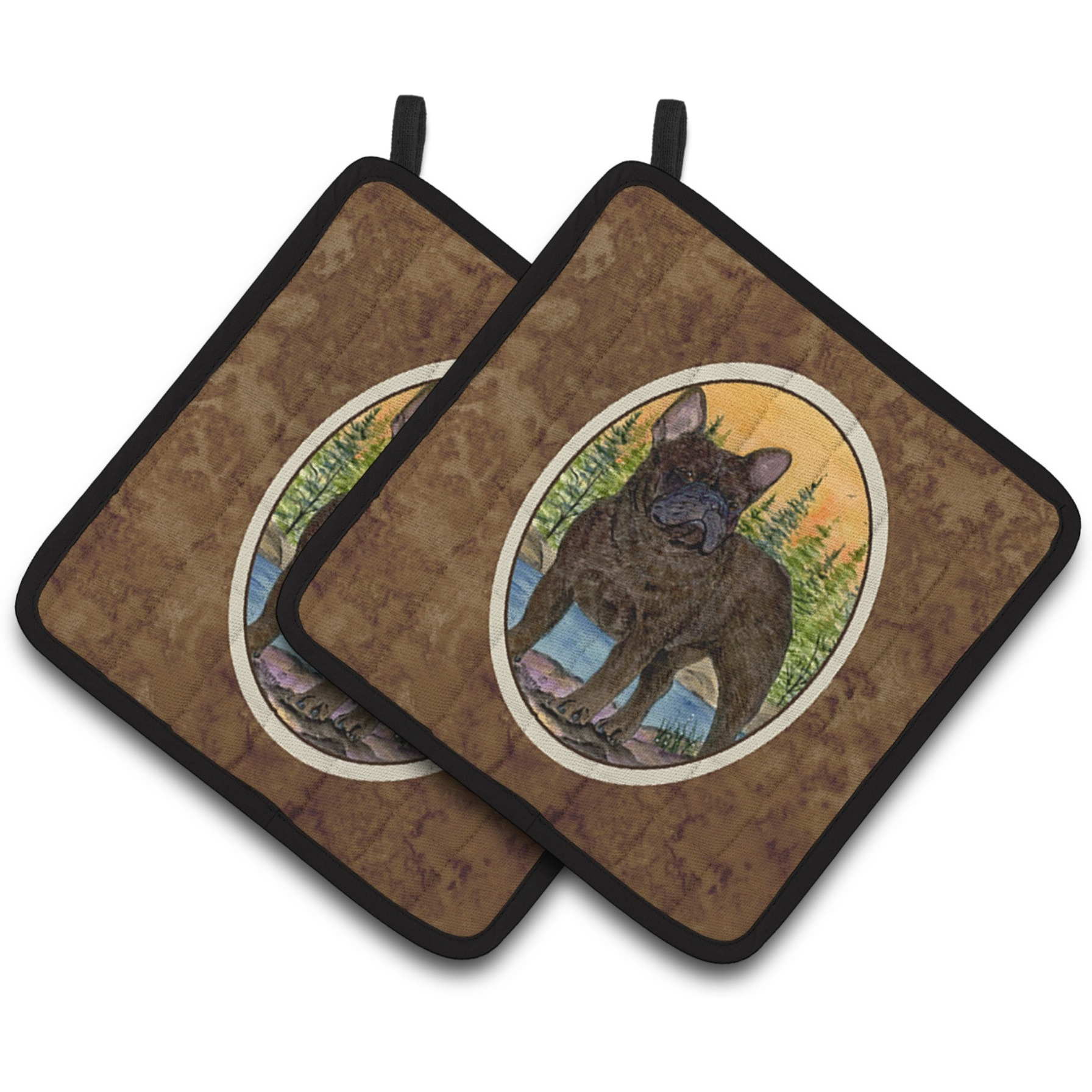 &quotCaroline's Treasures French Bulldog Pair of Pot Holders SS8597PTHD, 7.5HX7.5W, Multicolor"
