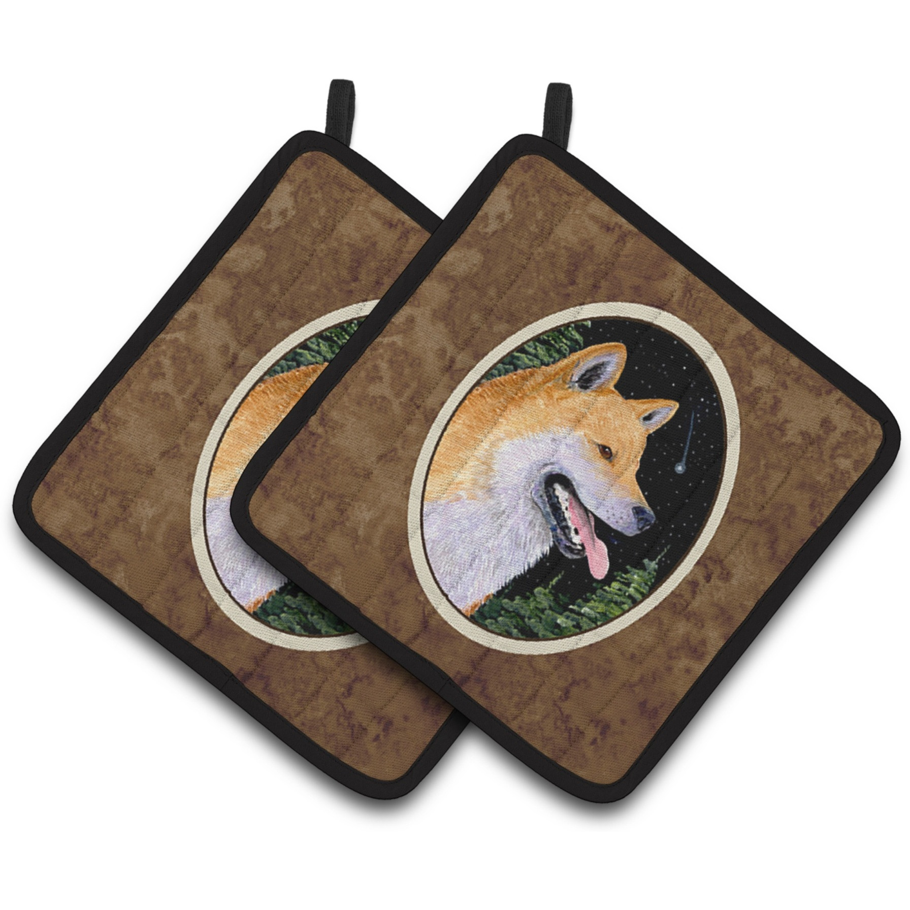 &quotCaroline's Treasures Shiba Inu Pair of Pot Holders SS8598PTHD, 7.5HX7.5W, Multicolor"