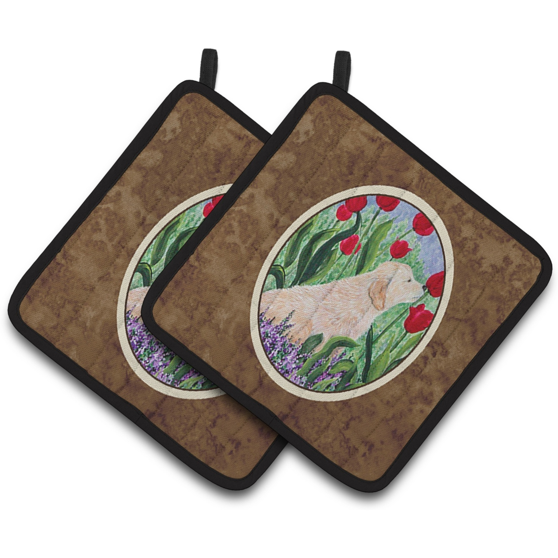 &quotCaroline's Treasures SS8610PTHD Golden Retriever Pot Holders (1 Pair), 7.5"" x 7.5"", Multicolor"