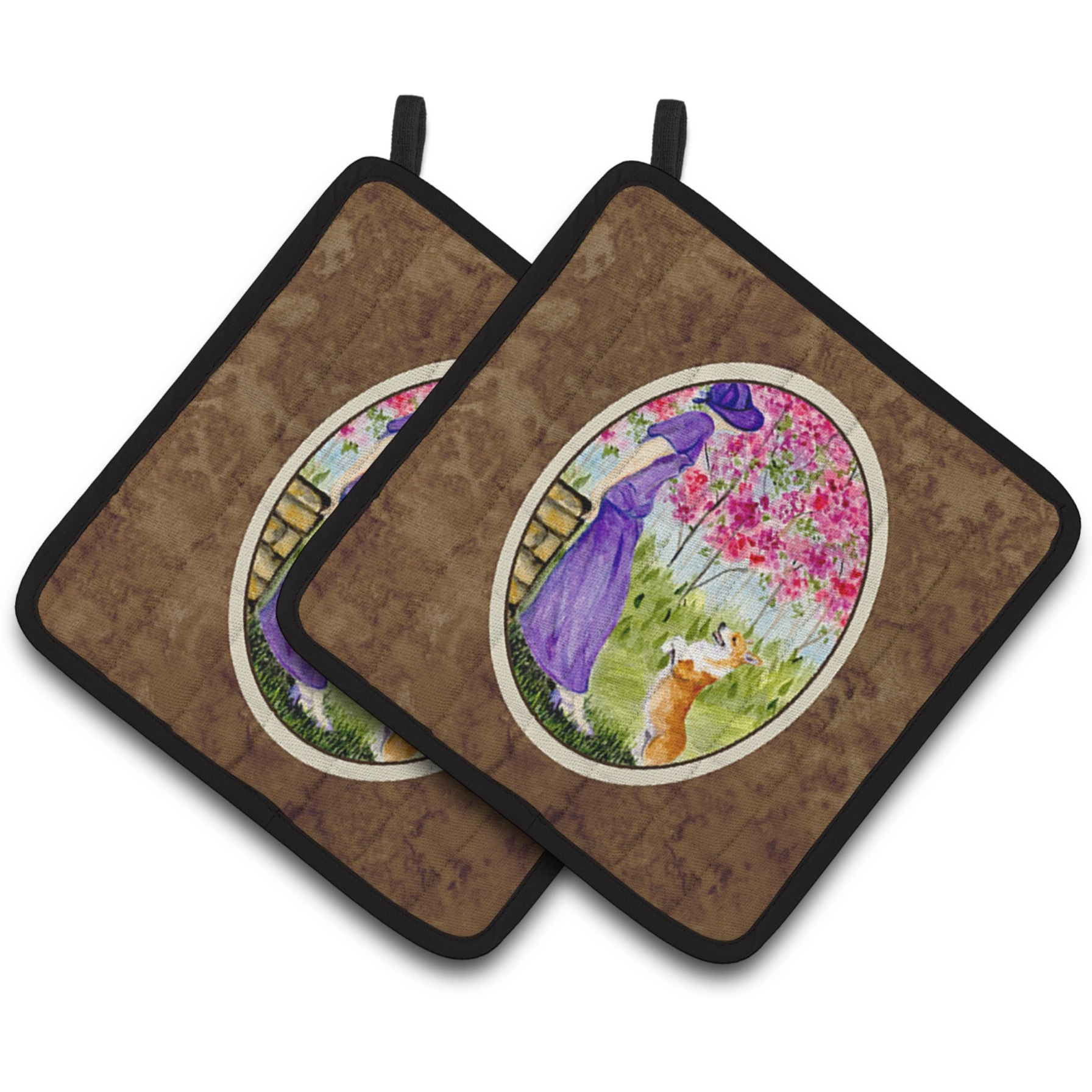 &quotCaroline's Treasures Corgi Pair of Pot Holders SS8616PTHD, 7.5HX7.5W, Multicolor"