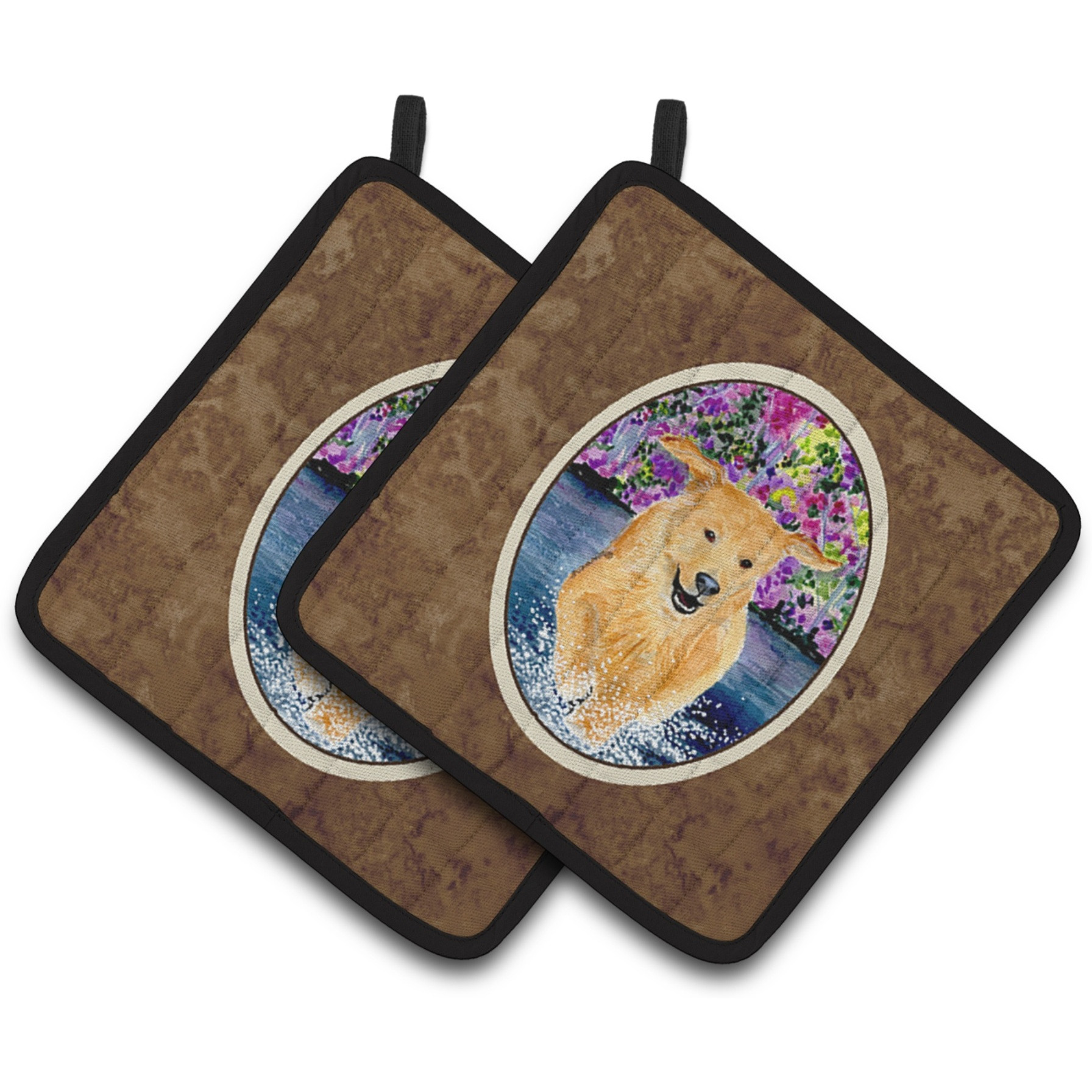 &quotCaroline's Treasures Golden Retriever Pair of Pot Holders SS8627PTHD, 7.5HX7.5W, Multicolor"