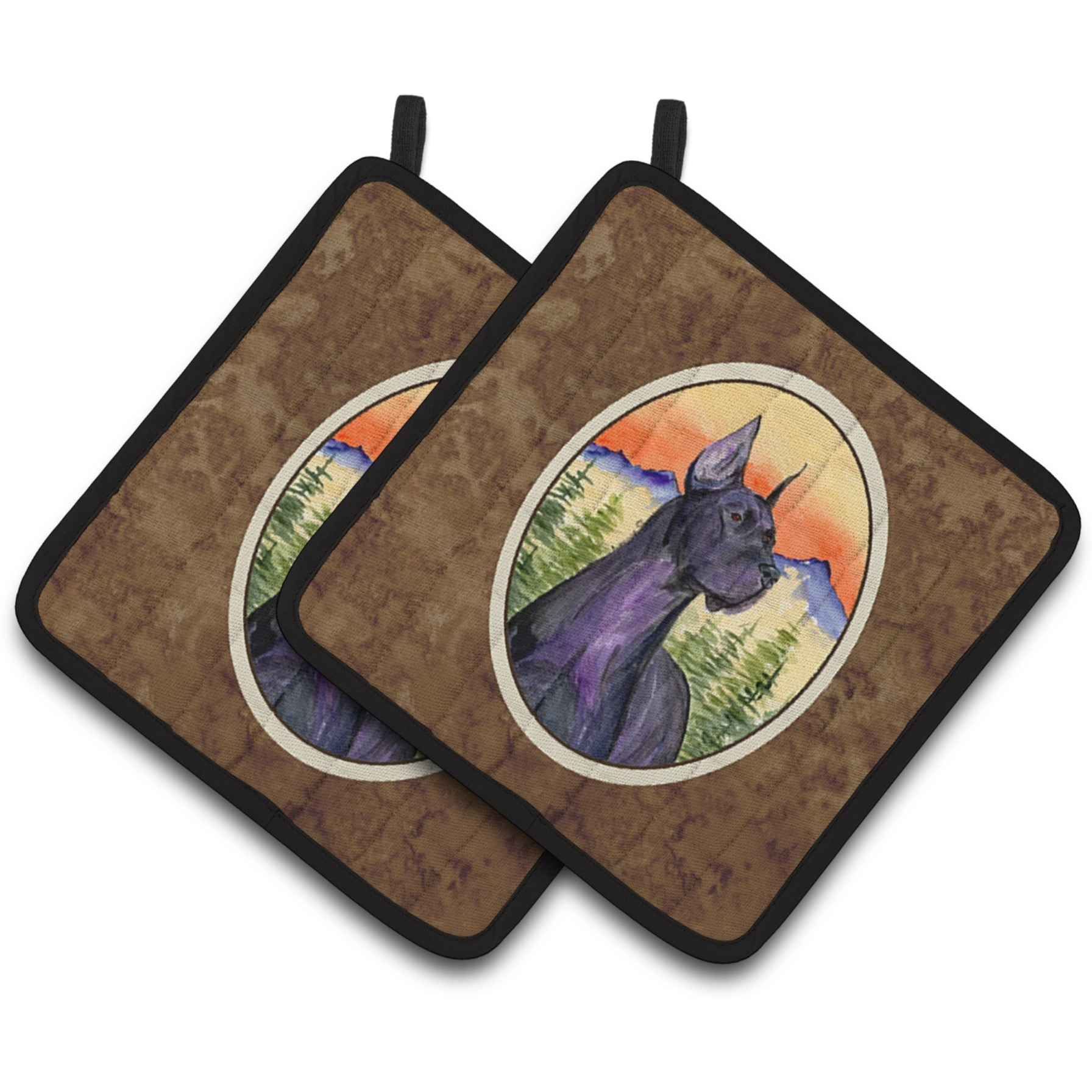 &quotCaroline's Treasures Great Dane Pair of Pot Holders SS8642PTHD, 7.5HX7.5W, Multicolor"