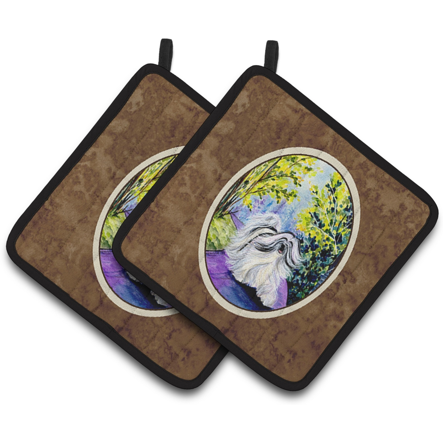 &quotCaroline's Treasures Tibetan Terrier Pair of Pot Holders SS8643PTHD, 7.5HX7.5W, Multicolor"