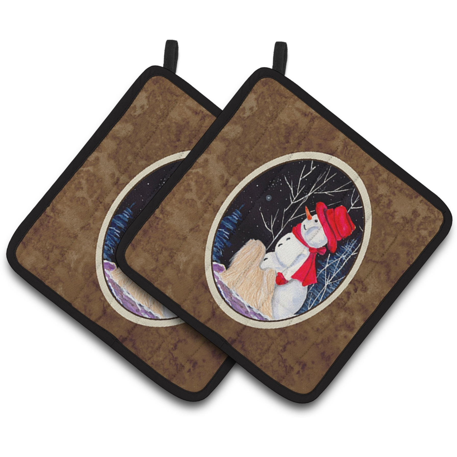 &quotCaroline's Treasures Lhasa Apso Pair of Pot Holders SS8644PTHD, 7.5HX7.5W, Multicolor"