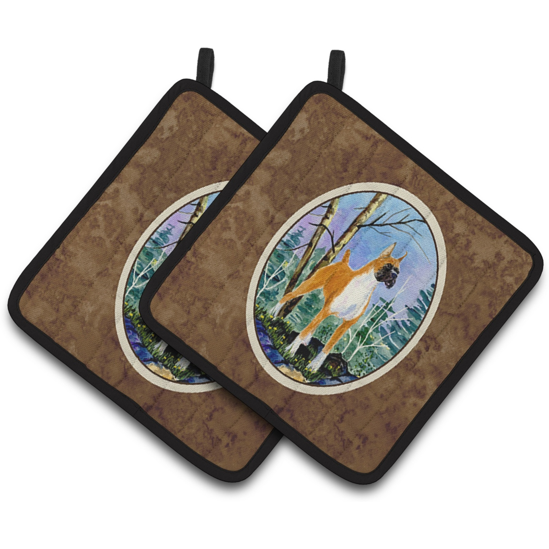 &quotCaroline's Treasures Boxer Pair of Pot Holders SS8650PTHD, 7.5HX7.5W, Multicolor"