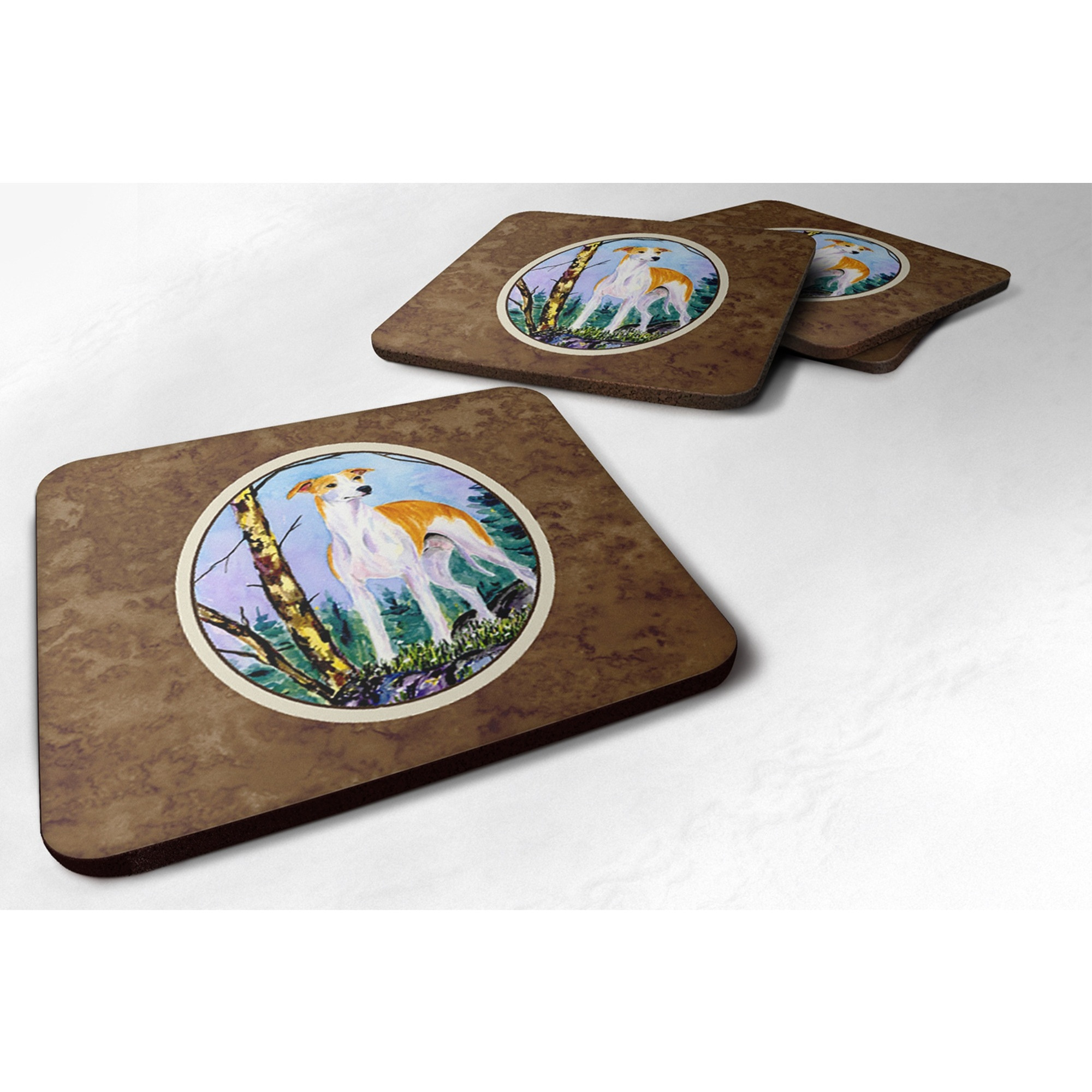 &quotCaroline's Treasures SS8662FC Whippet Foam Coasters (Set of 4), 3.5"" H x 3.5"" W, Multicolor"