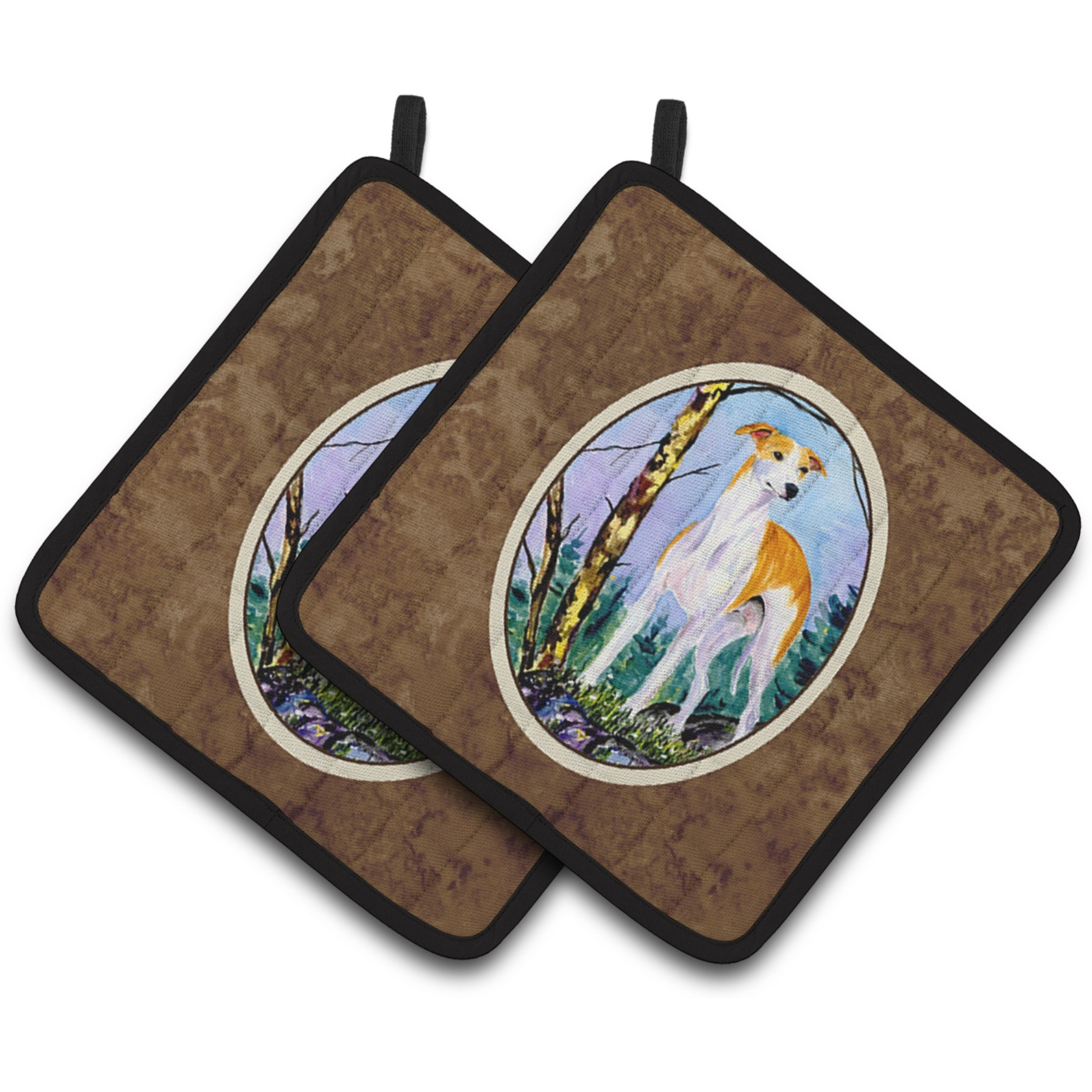 &quotCaroline's Treasures Whippet Pair of Pot Holders SS8662PTHD, 7.5HX7.5W, Multicolor"