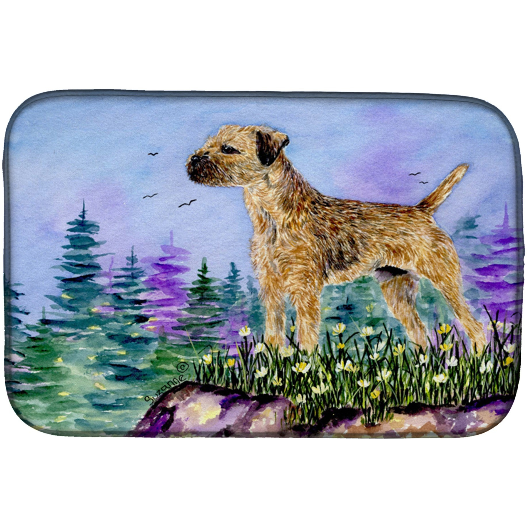 &quotCaroline's Treasures Border Terrier Dish Drying Mat, 14"" x 21"", Multicolor"