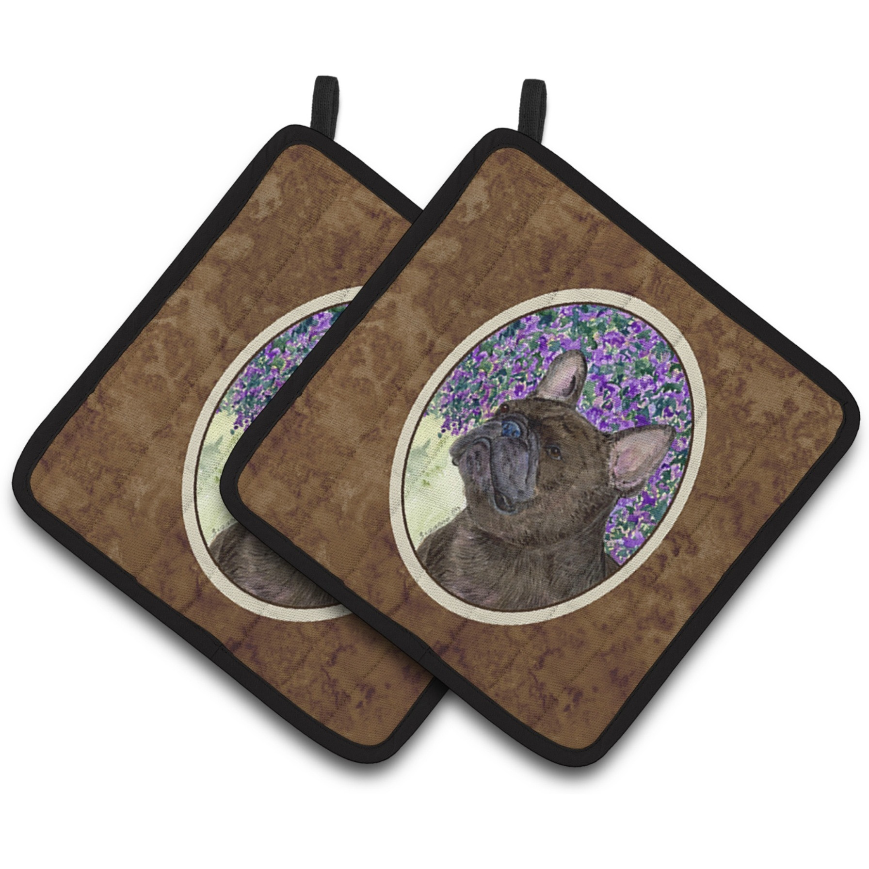 &quotCaroline's Treasures French Bulldog Pair of Pot Holders SS8676PTHD, 7.5HX7.5W, Multicolor"