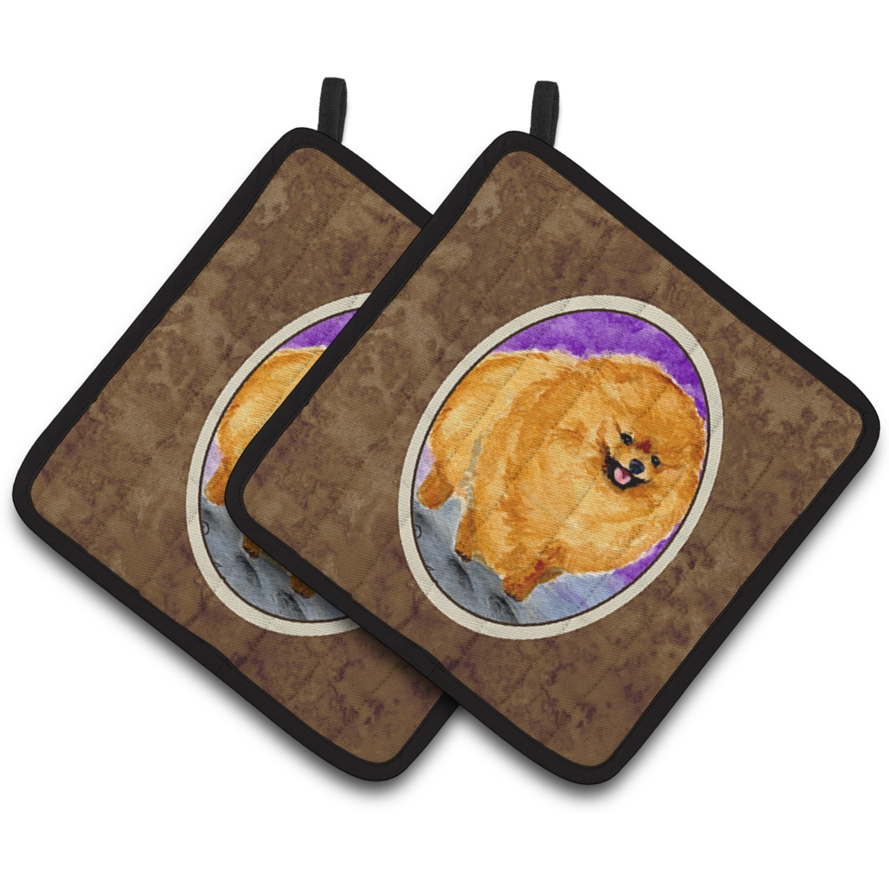 &quotCaroline's Treasures Pomeranian Pair of Pot Holders SS8681PTHD, 7.5HX7.5W, Multicolor"