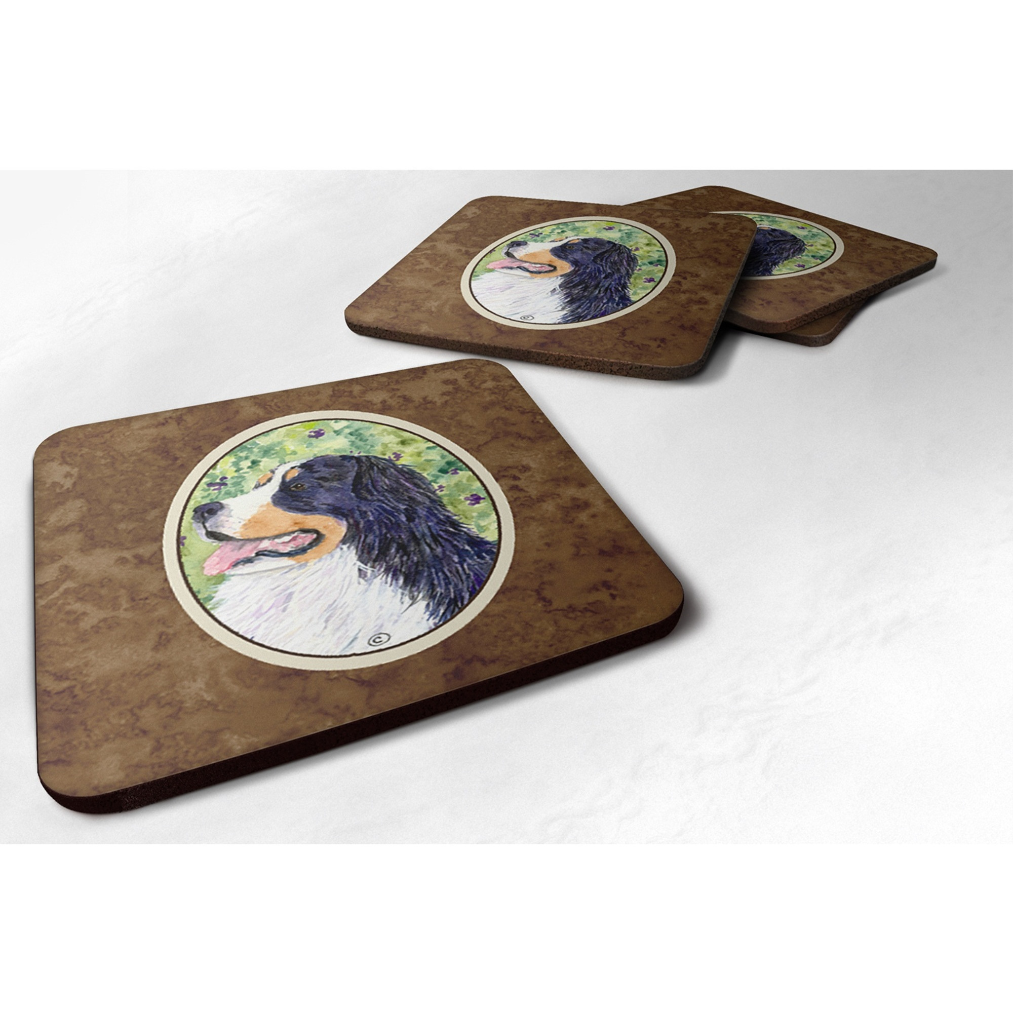&quotCaroline's Treasures SS8706FC Bernese Mountain Dog Foam Coasters (Set of 4), 3.5"" H x 3.5"" W, Multicolor"