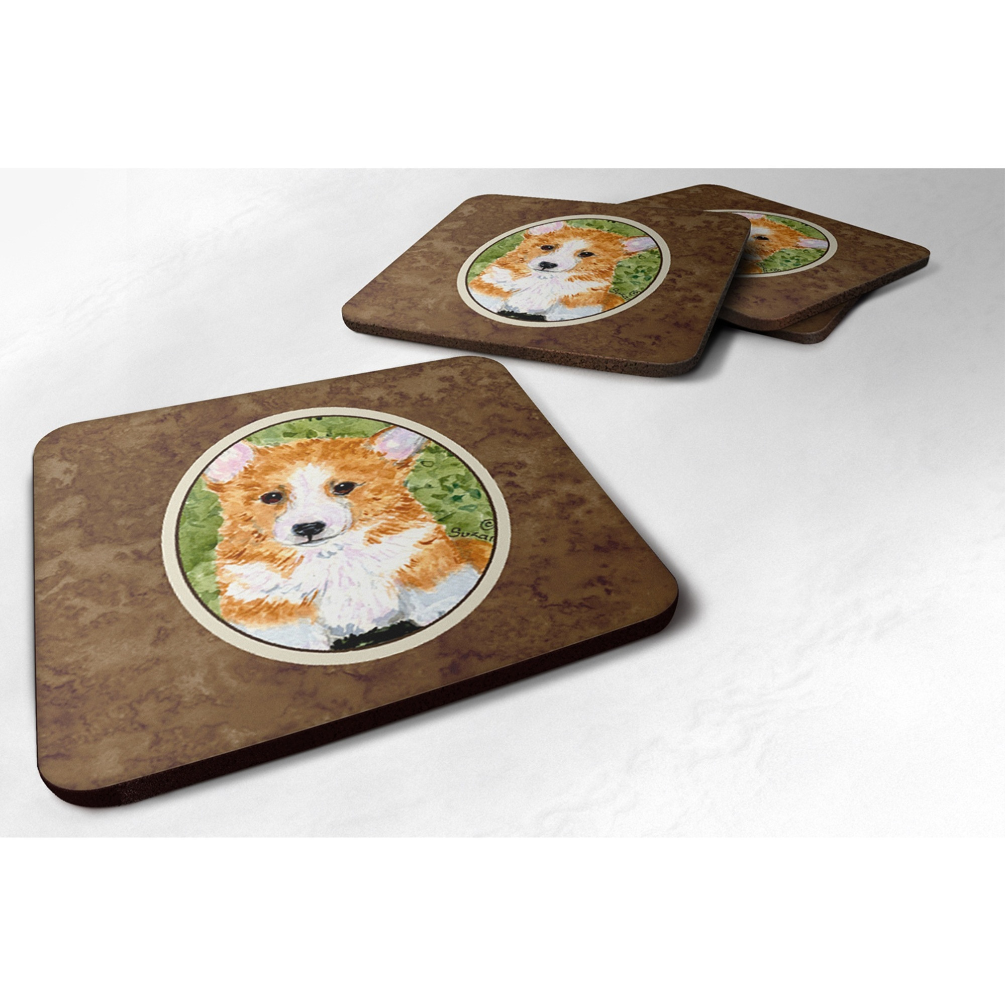 &quotCaroline's Treasures SS8710FC Corgi Foam Coasters (Set of 4), 3.5"" H x 3.5"" W, Multicolor"