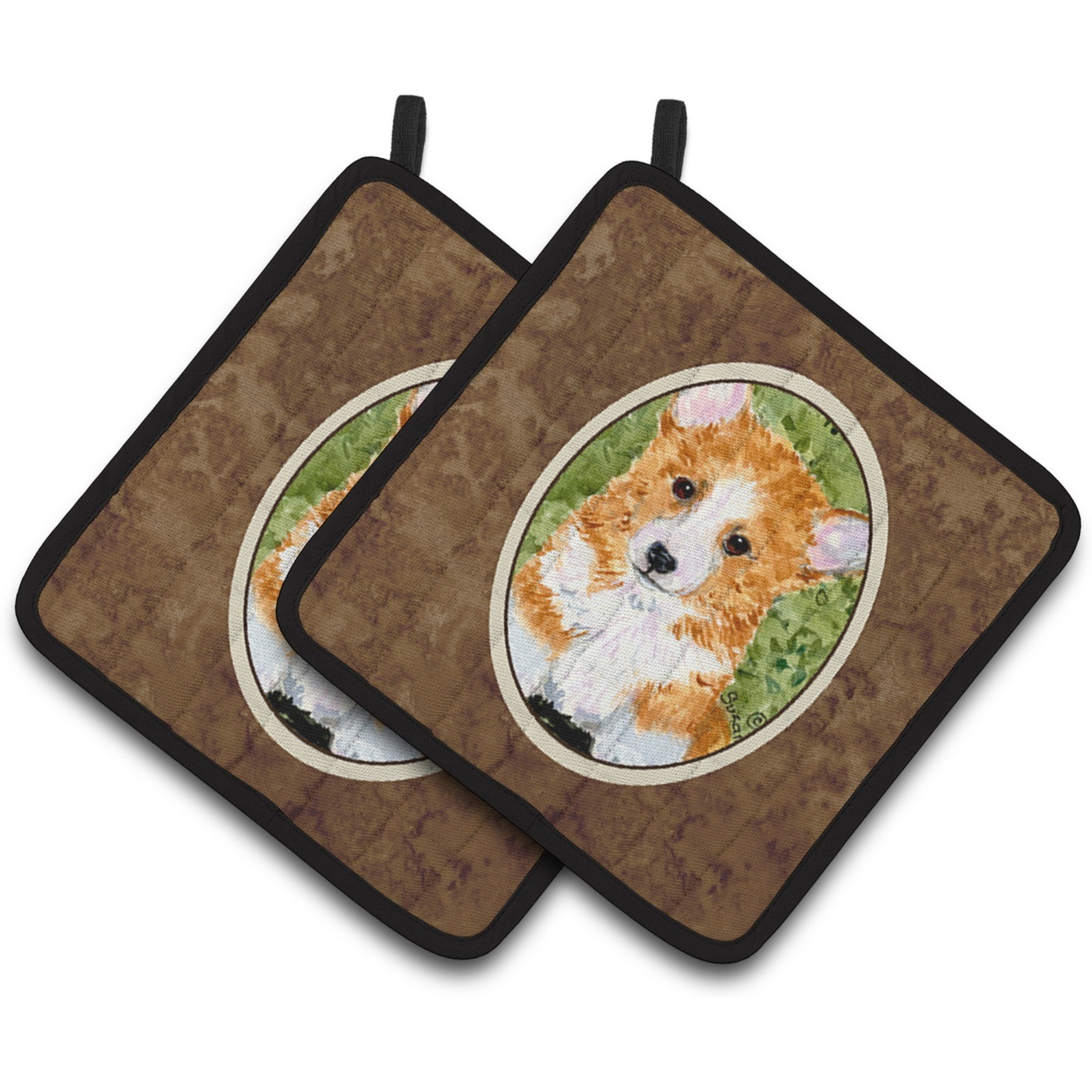 &quotCaroline's Treasures Corgi Pair of Pot Holders SS8710PTHD, 7.5HX7.5W, Multicolor"