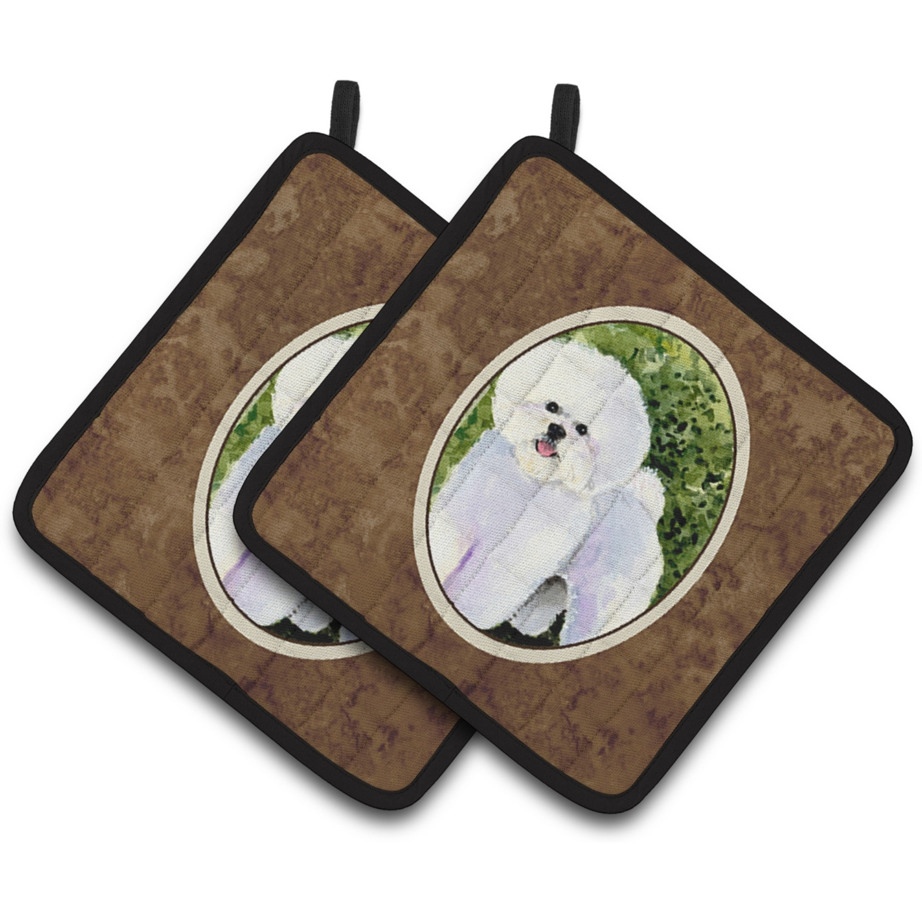 &quotCaroline's Treasures Bichon Frise Pair of Pot Holders SS8712PTHD, 7.5HX7.5W, Multicolor"