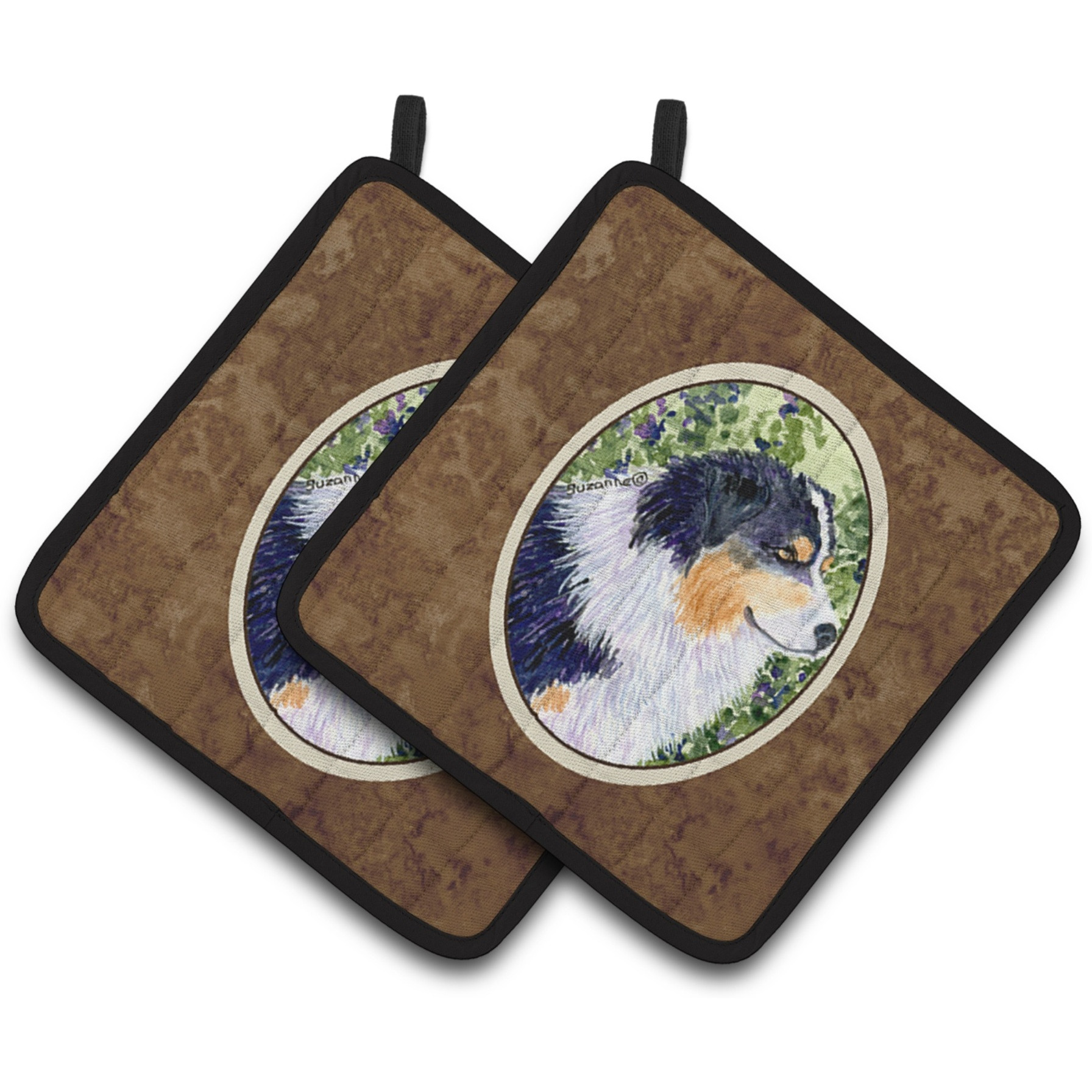 &quotCaroline's Treasures Australian Shepherd Pair of Pot Holders SS8737PTHD, 7.5HX7.5W, Multicolor"