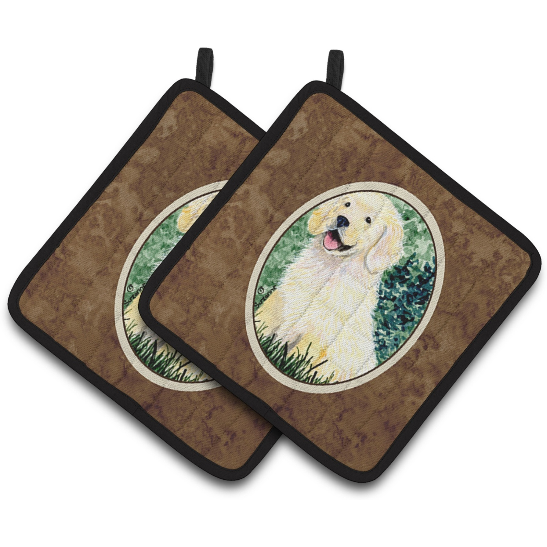 &quotCaroline's Treasures Golden Retriever Pair of Pot Holders SS8739PTHD, 7.5HX7.5W, Multicolor"